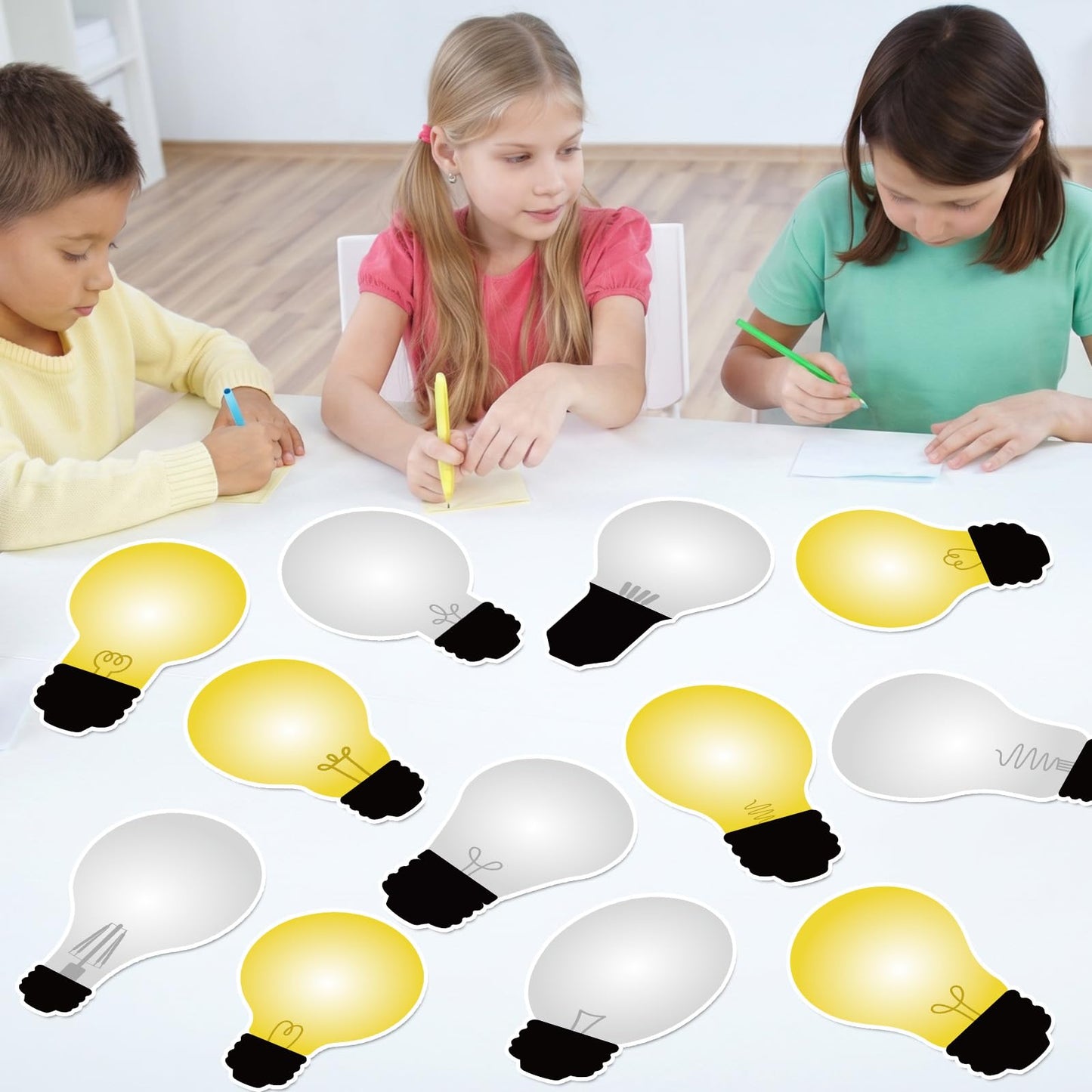 60PCS VBS 2026 Light Bulb Theme Cutouts Religious Light Bulb Bulletin Board Decorations VBS Lightbulb Paper Cut-Outs Classroom Decor for DIY Craft Photo Kindergarten Preschool Wall Door Supplies