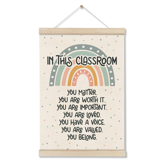 DOI-LANEE Classroom Sign Positive Affirmations Posters Hanger Frame, Boho Rainbow Classroom Decor 16x12 Inch, Motivational Wall Art, Inspirational Wall Decor, Educational Poster