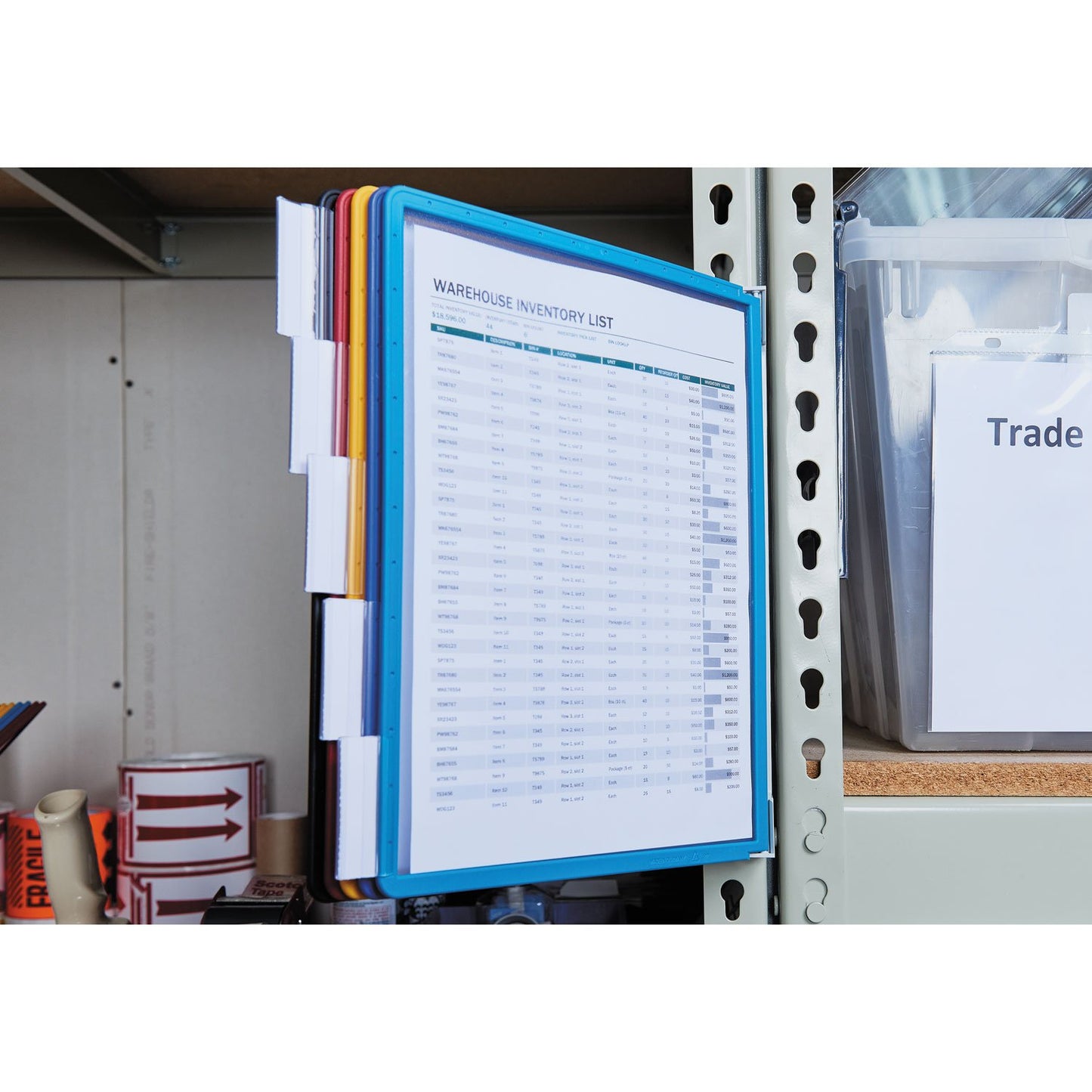 Durable Vario Magnetic Wall Reference System, 5 Panels, 10 Pockets, Assorted Borders