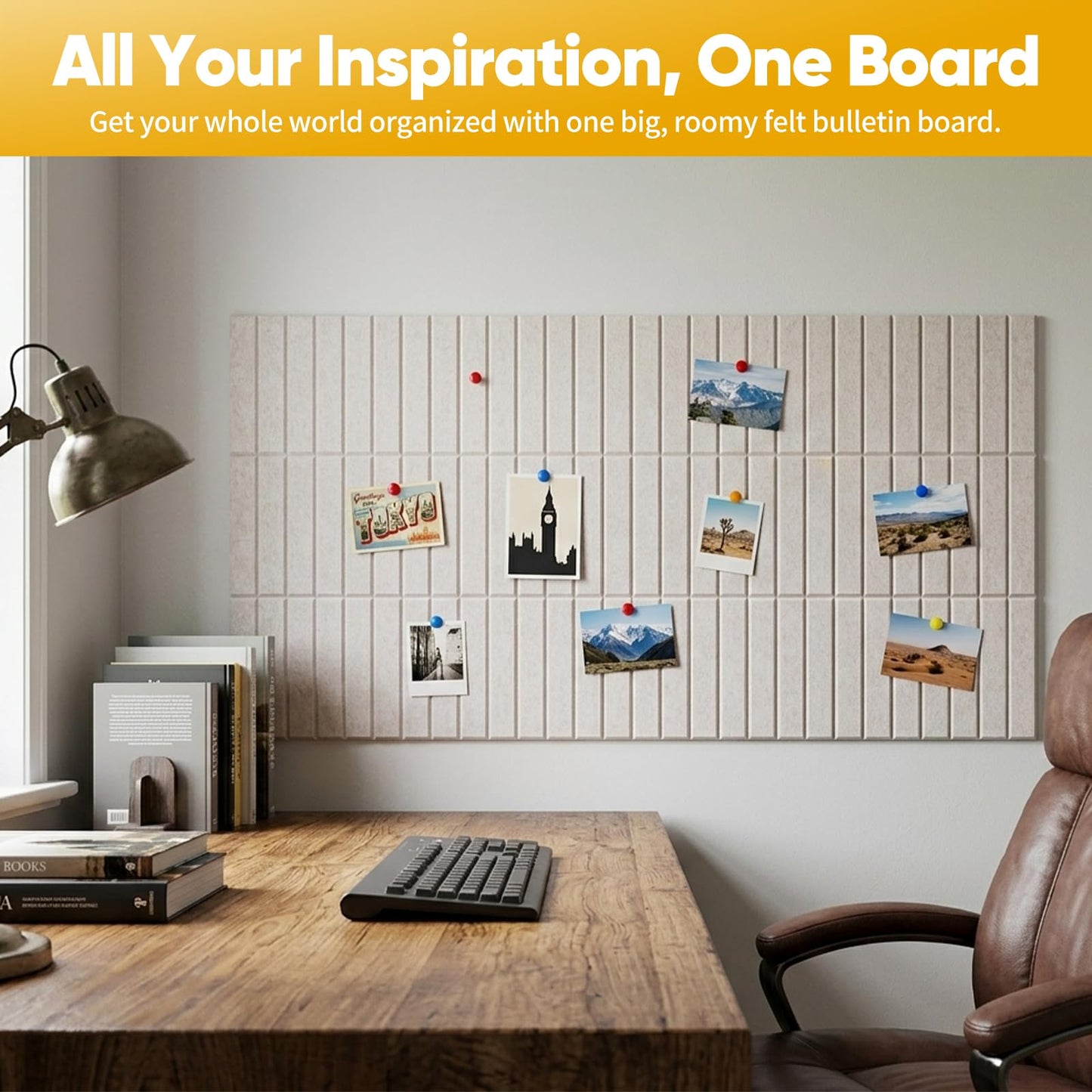 Corodo Large Cork Board Alternative - 48" x 48" Felt Bulletin Board with Pushpins & Adhesive Tabs, 16 Pack Tac Boards Tiles for Office Classroom Wall Decor, Wall Protector for Dart Board - Oatmeal