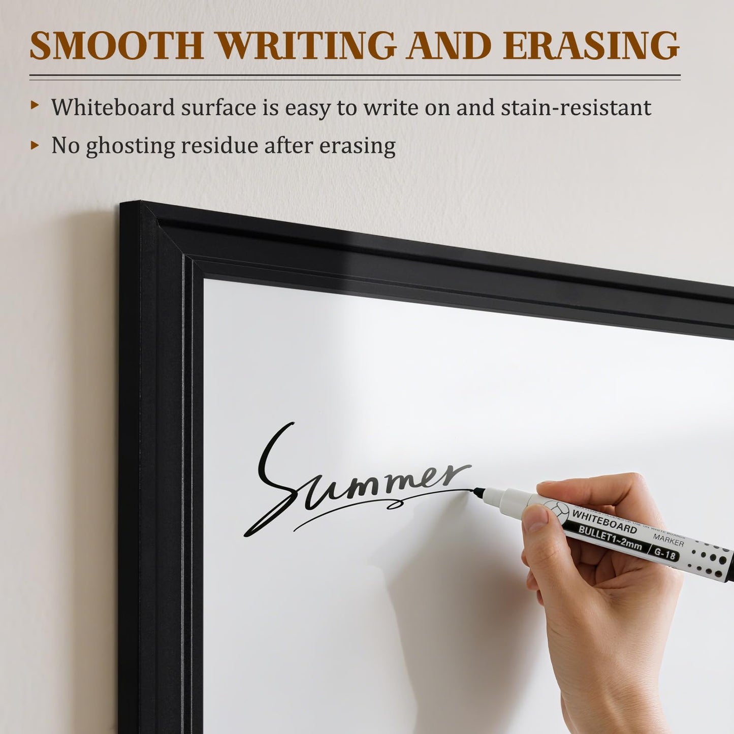 QUEENLINK White Board for Wall, 24''x18'' Magnetic Dry Erase Board, Decorative Whiteboard with Black Wooden Frame, Hanging Writing Board for Home Office School Dorm