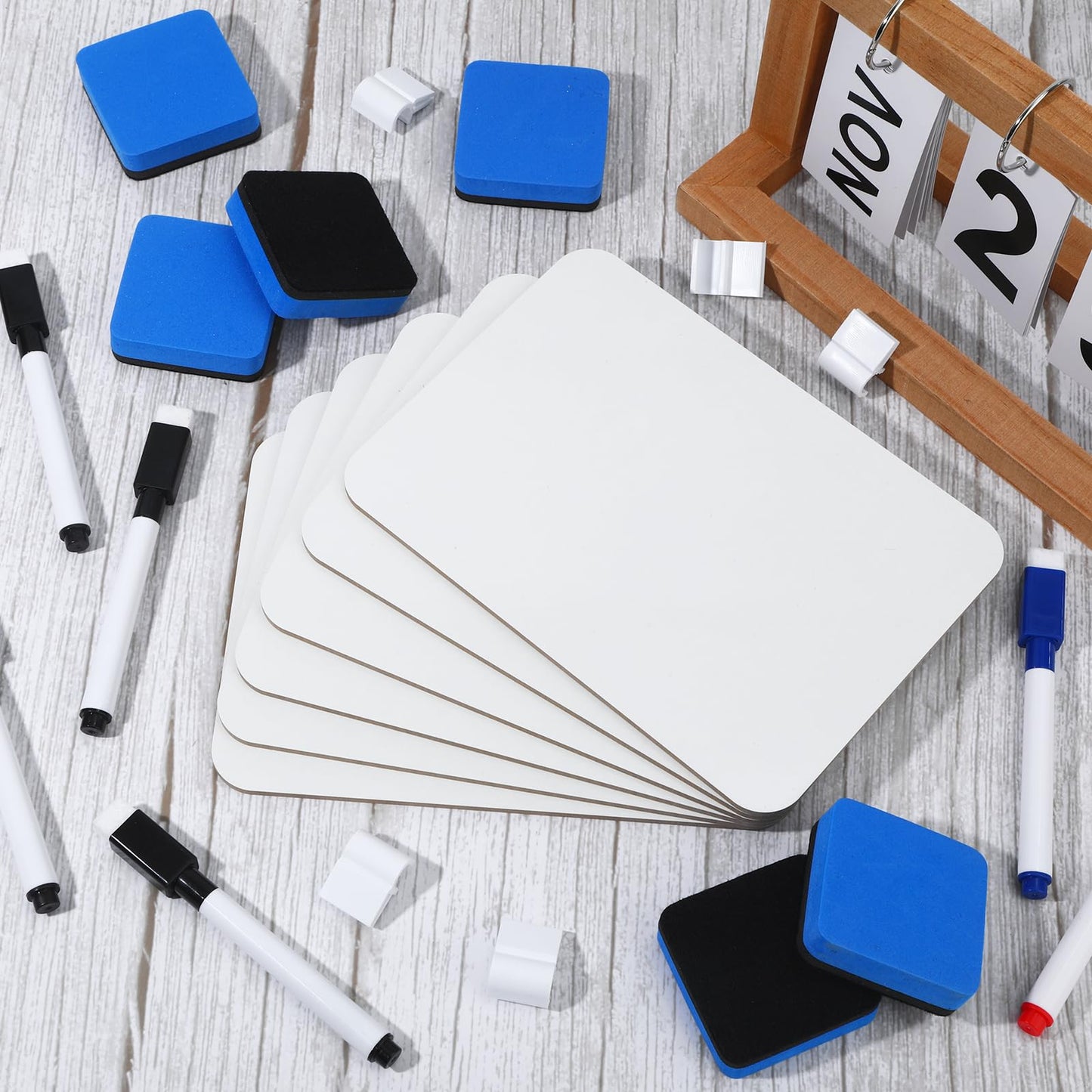 6 Sets Mini Whiteboard Small Dry Erase Board 5''x 7'' Double Sided Small White Board Dry Erase with Markers Erasers Pen Holders Portable Mini Whiteboard for Classroom Teacher Home Office