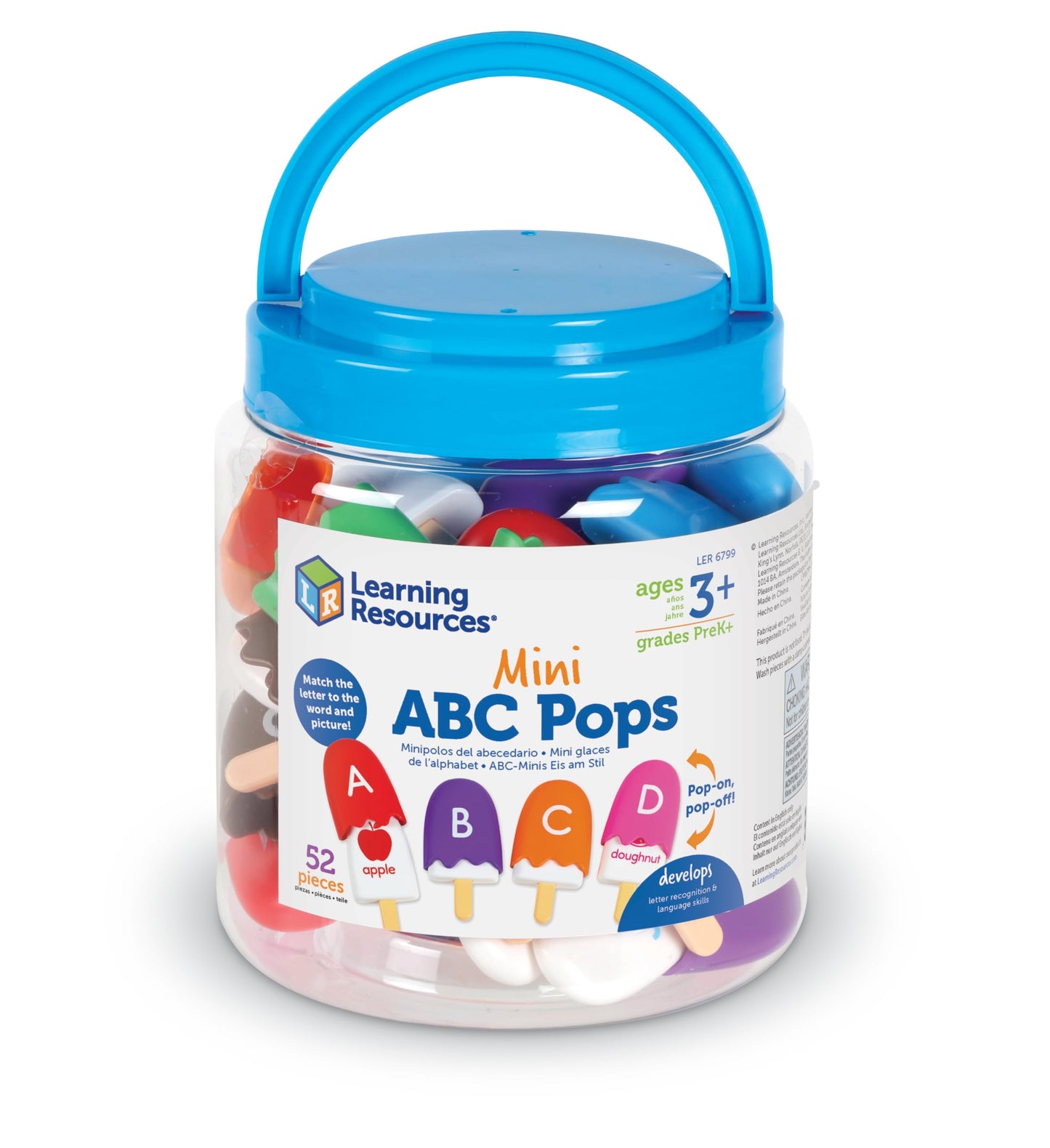 Learning Resources Mini ABC Pops – Alphabet Toys, ABC Puzzle, Phonics Games for Toddlers, Fine Motor Toys, Play Food Set, Preschool Activities, Sensory Bin Letters, Gifts for Kids