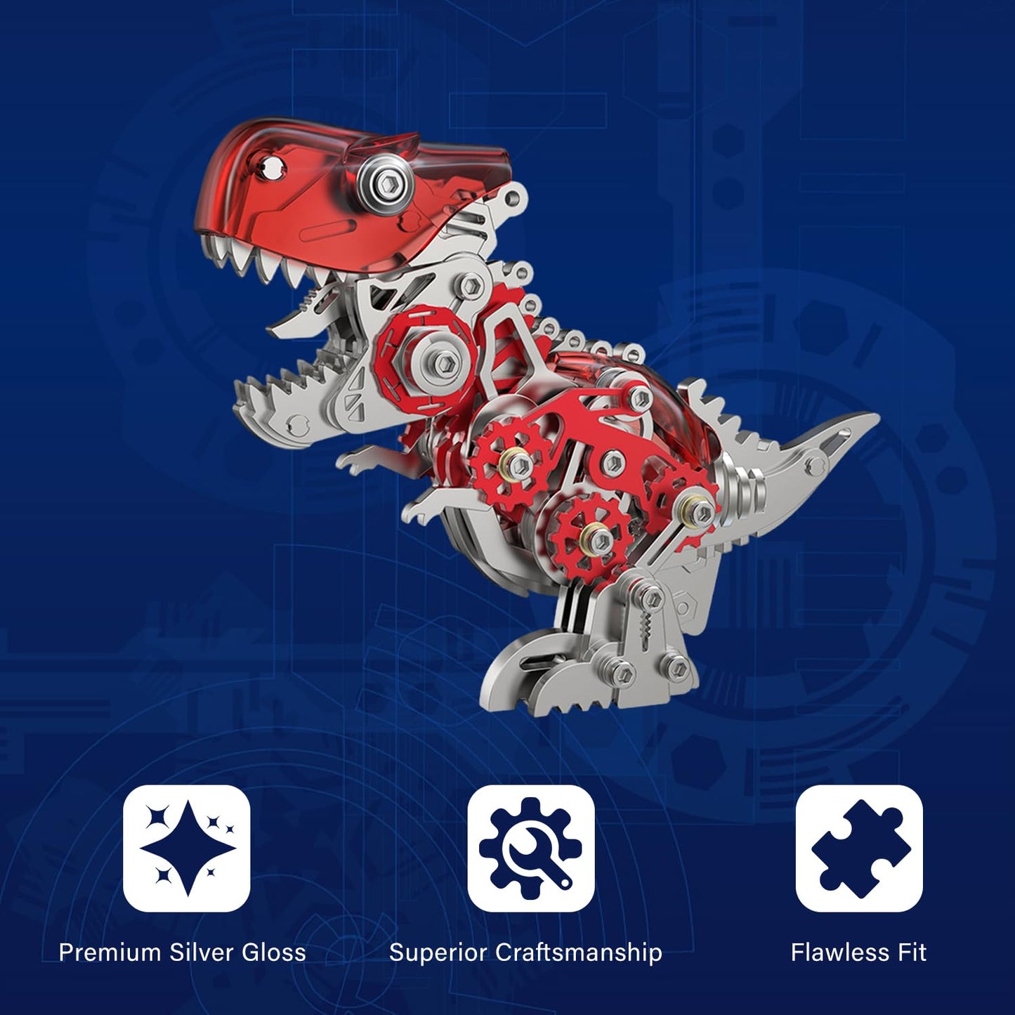 3D Metal Puzzles for Adults,3D Metal Model Kits Mechanical Dinosaur Model Tyrannosaurus Rex,Steel 3D Puzzles Stainless Steel Ornaments for Adults Home Decor Art Craft Gifts Toys.