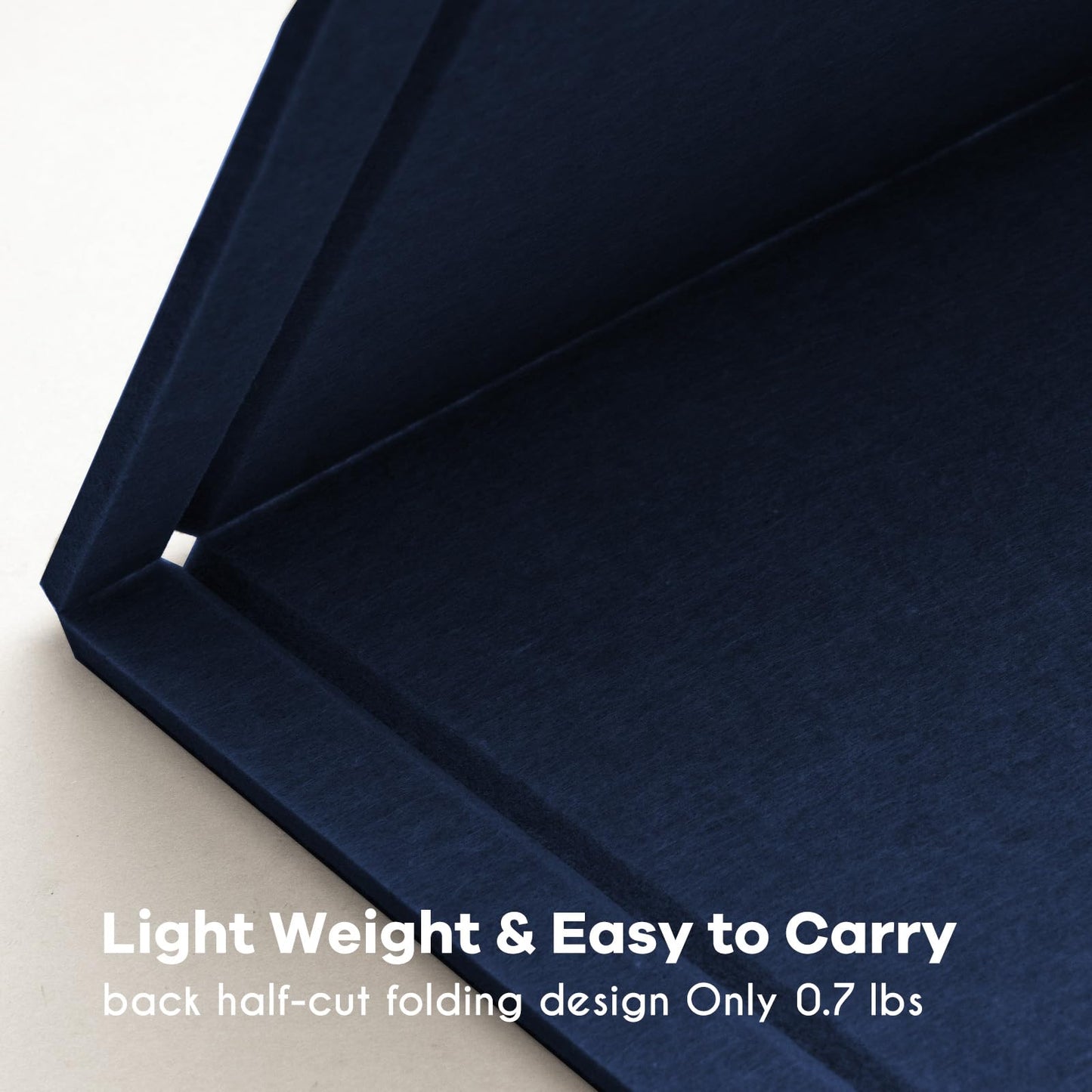 Lightomorrow Bulletin Board, 24 x 18 inches Felt Board Decorative Pin Board, Cork Board Alternative for Wall, Foldable Photo Board Self-Adhesive Vision Board with 20 Pushpins - Dark Blue