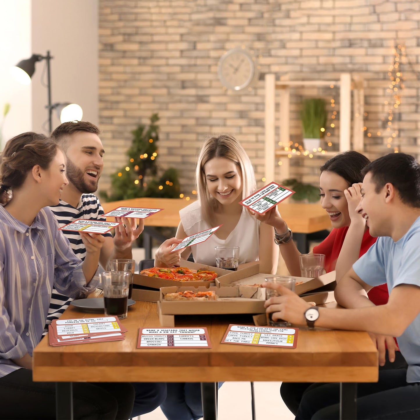 Syhood Thanksgiving Friendly Feud Card Game with 2 Answer Buzzers, Friendsgiving Trivia Quiz Game for Family, Party Night Activities for Adults, Office, Large Group and Team Building