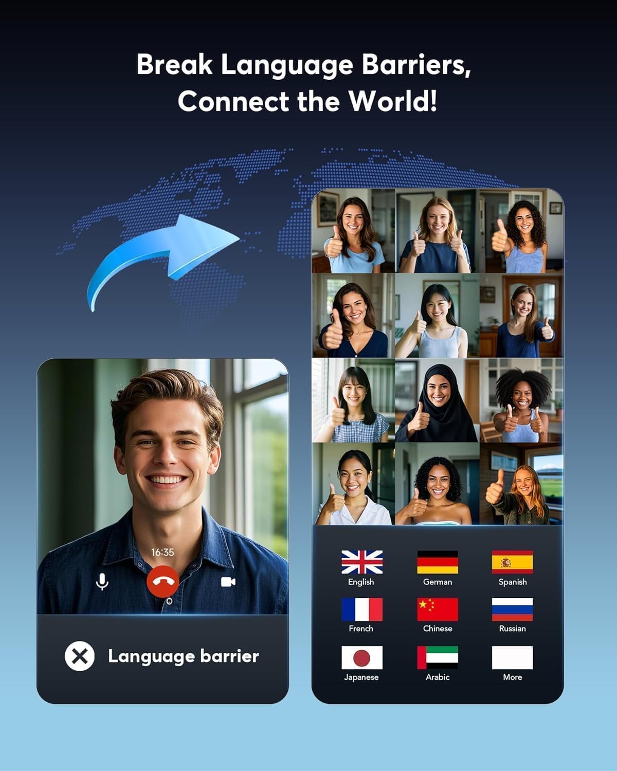 Paekole H5 AI Translation Earbuds: Real-Time 2-Way Language Translator Device (198+ Languages) for Face-to-Face & Travel, Bluetooth Headphones, Audifonos Traductores - Rust & White