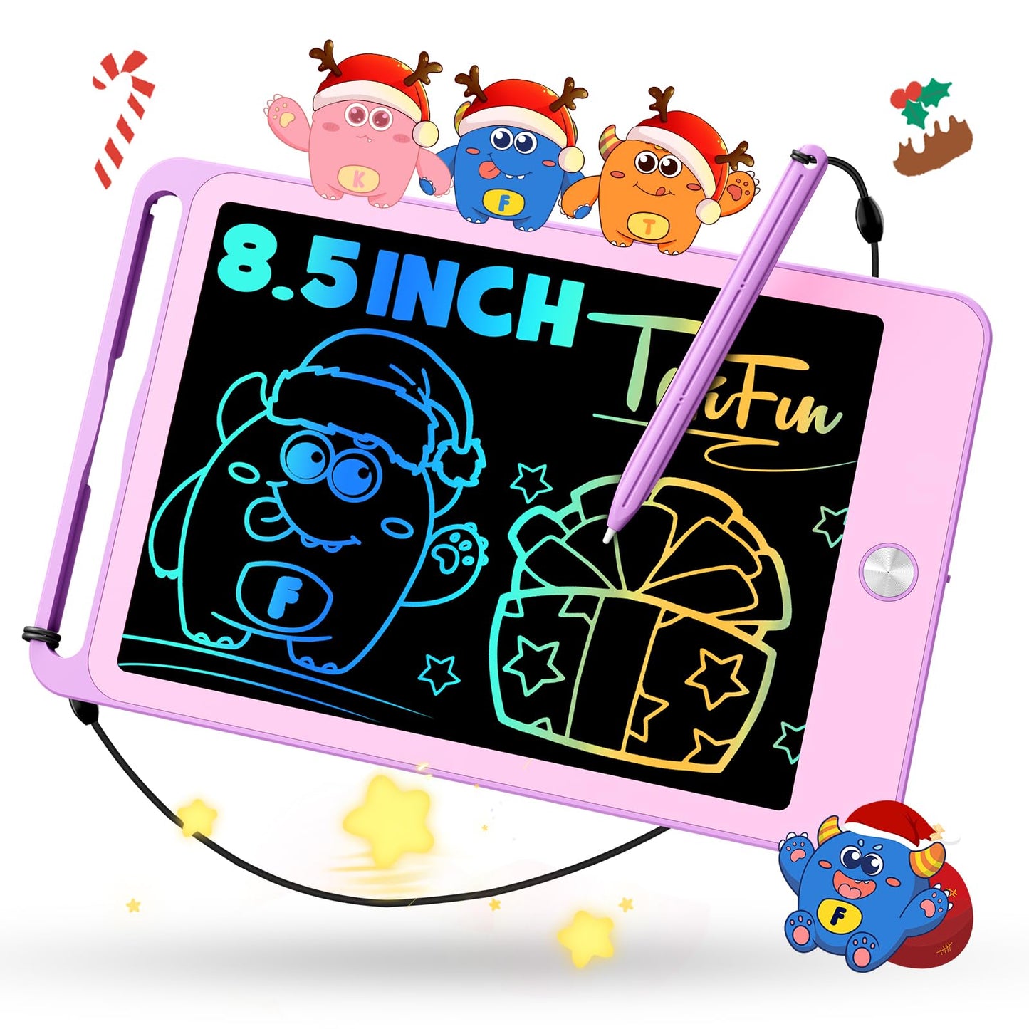 TEKFUN Kids Toys for 3+ Years Old Boys Girls, 8.5inch LCD Writing Tablet Erasable Drawing Tablet Writing Pads, Kids Travel Learning Toys Boys Girls Birthday Gifts Age 3 4 5 6 7 (Purple)