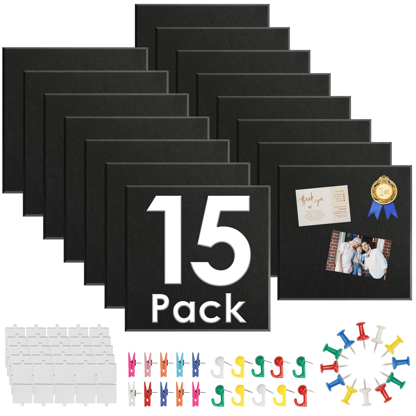 MAPVOLUT 15 Pcs Felt Boards - 60"x36" Reusable Cork Board Alternative for Wall with 70 Pins, 75 No-Trace Adhesive & Guide - Perfect for Office, Classroom, Home Decor, Bulletin Board, and Dartboard
