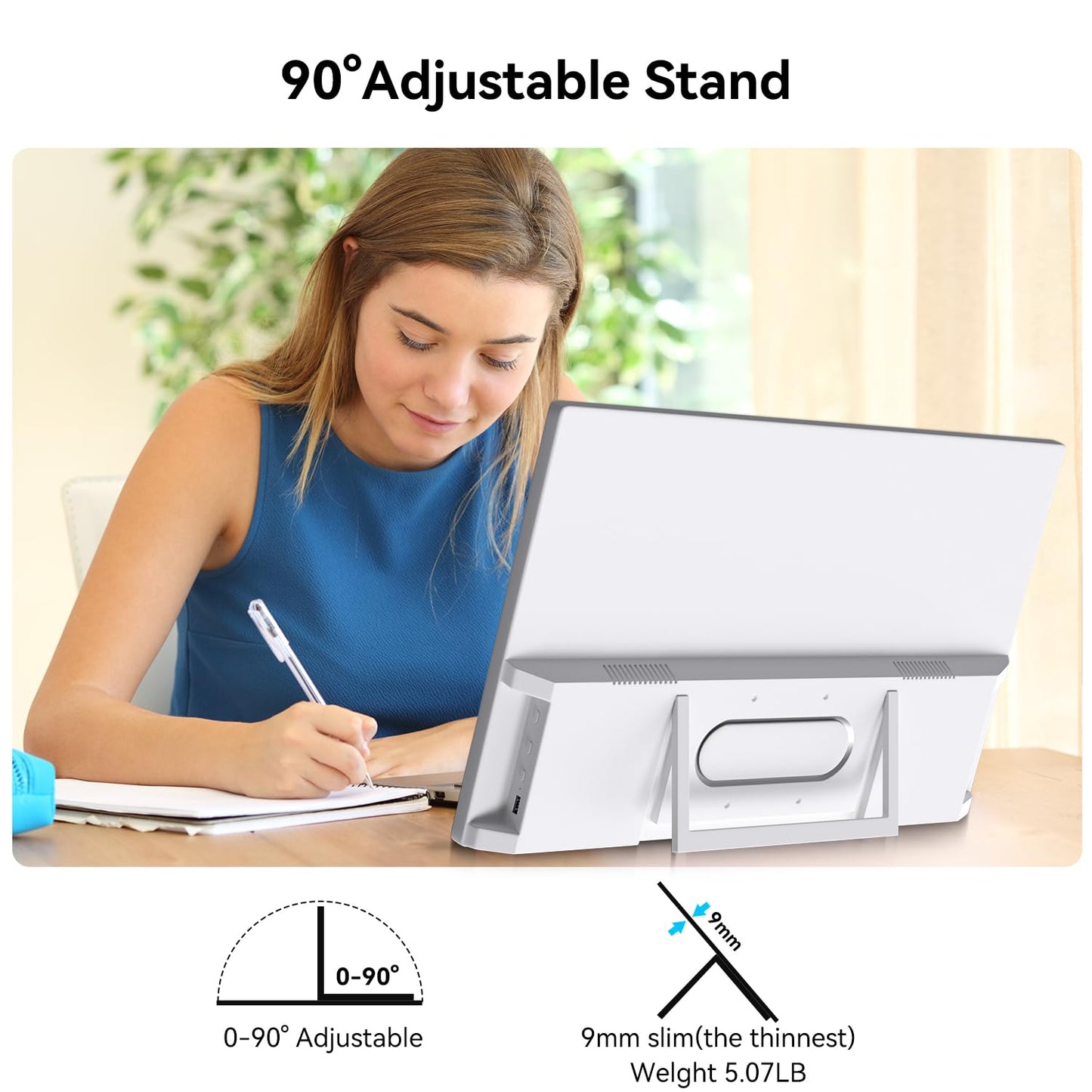 Prechen 21.5 Inch Portable Touchscreen Monitor, 1080P Computer Touch Screen w/VESA Stand Touch PC Display, 75Hz, Multi-Touch Monitor, DC HDMI & USBC for Phones PC Phone Business,White