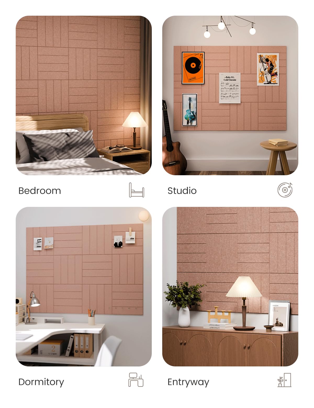 Large Felt Bulletin Board 48" x 36" Cork Board Alternative-12 Pack with 70 Safe Removable Adhesive Tabs, Felt Boards for Walls Cork Boards for Home Office Classroom Pin Board-Terracotta