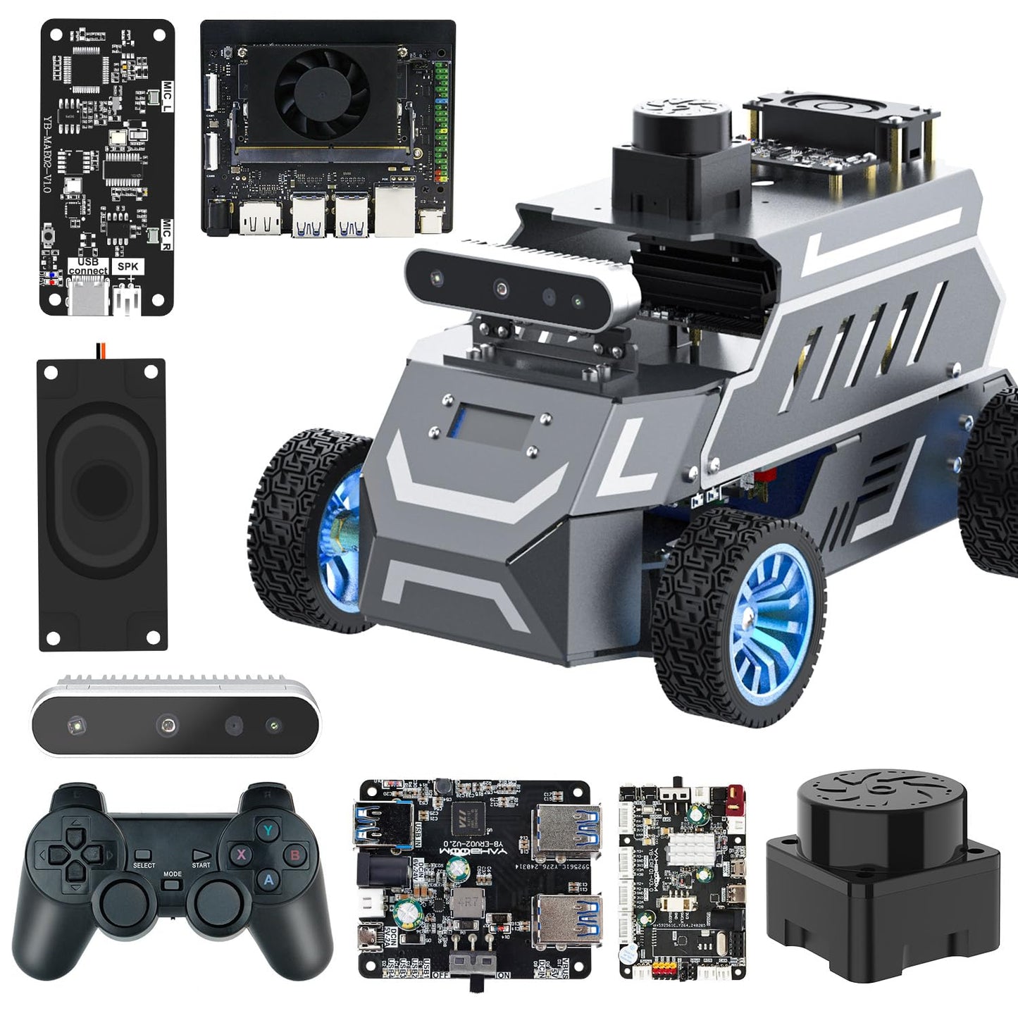 Yahboom for Jetson Orin Nano 8GB Super Ackerman Chassis, ROS2 AI Coding Robot with Large AI Model, SLAM Mapping and Autonomous Driving(Superior Ver with Orin Nano 8GB)