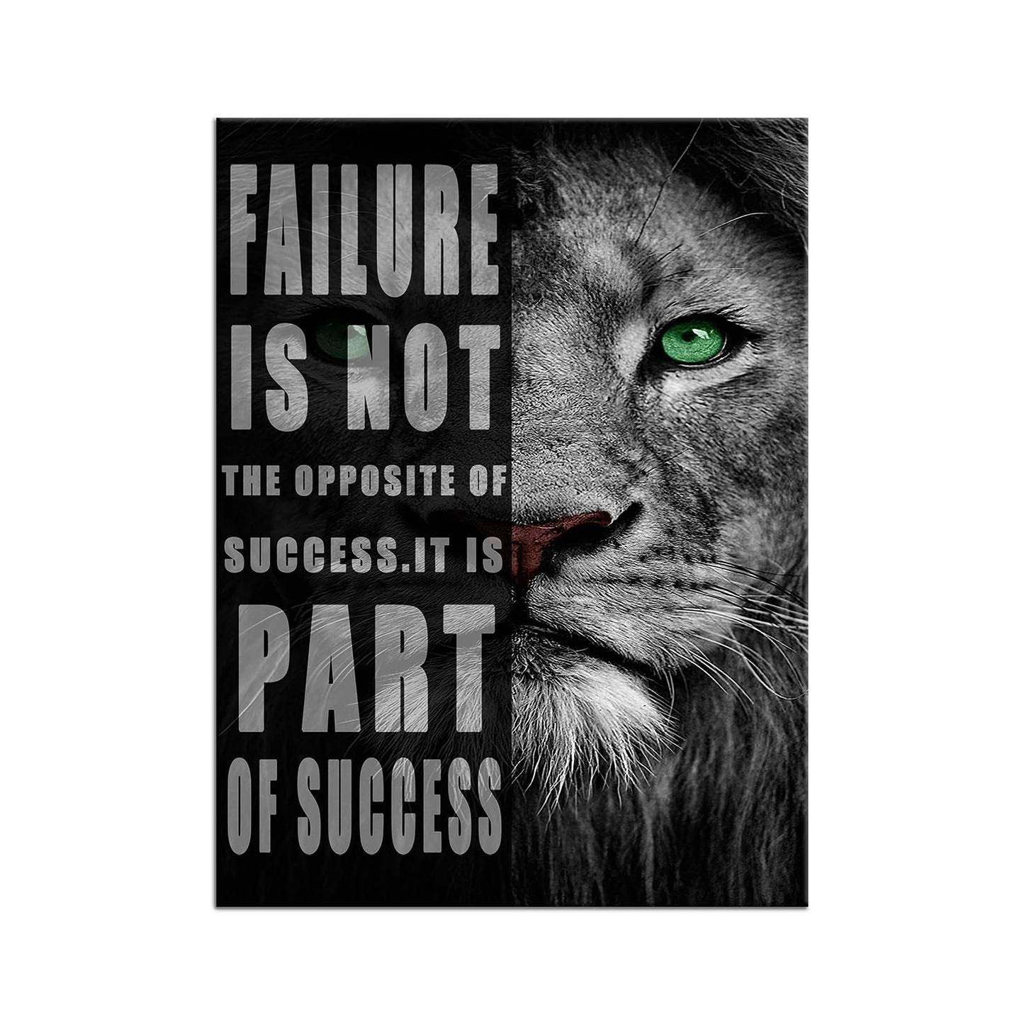 Motivational Wall Art Lion animal Canvas Poster Prints Success Inspirational Picture Entrepreneur Quote Home Office Bedroom Decor Wooden Framed Wall Decor Ready to Hang [18''W x 24''H]