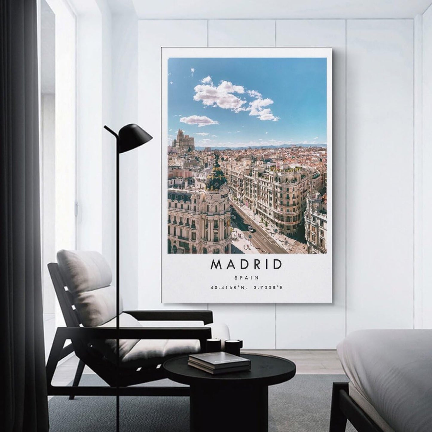 JHXNJDPOST Madrid Poster, Black And White Art, Spain Canvas Wall Art Aesthetic Decorative Painting Living Room Restaurants, Pool Halls And Hotelsstyle-8 12x18inch(30x45cm)