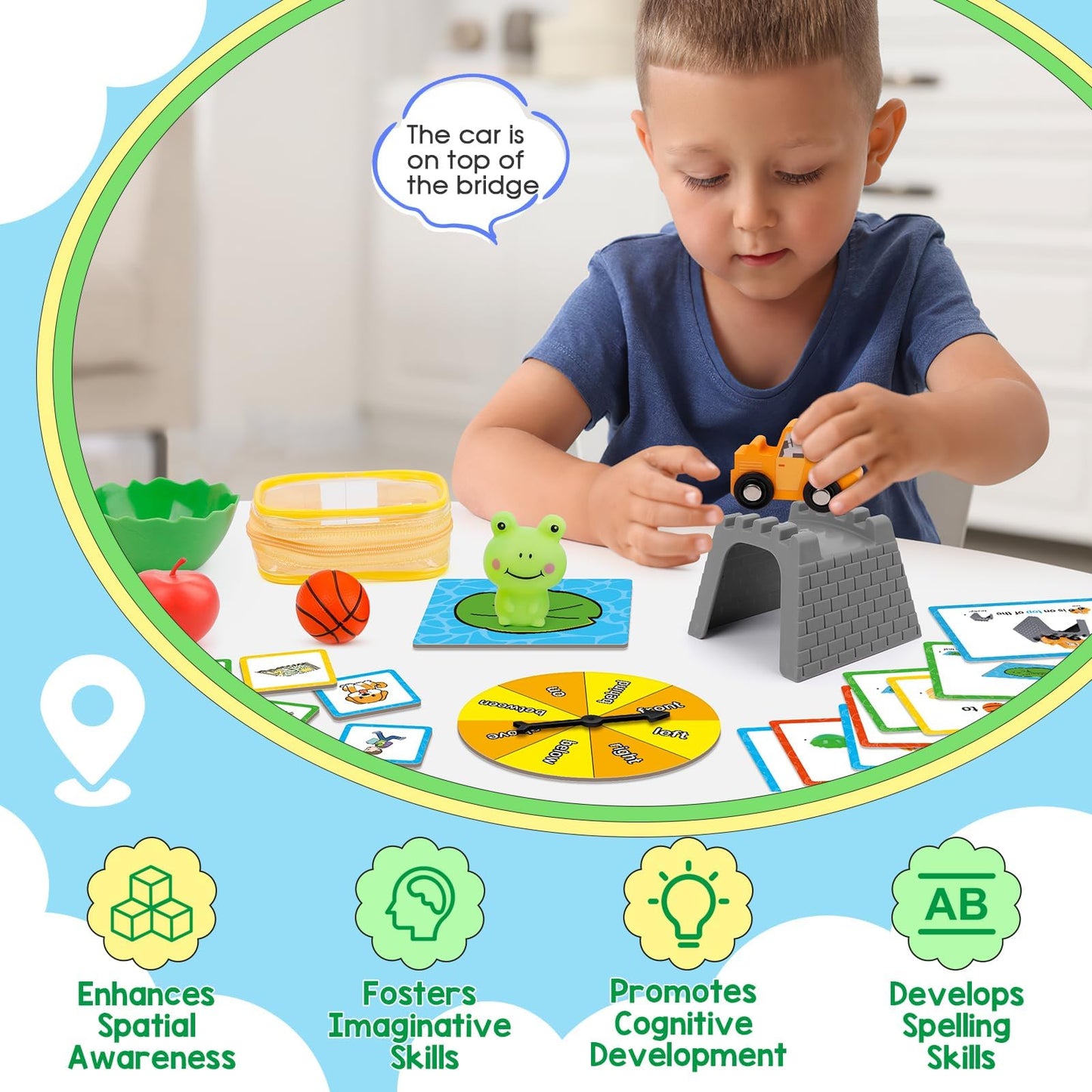 Broytain Positional Word Learning Set, Toddler Board Games, Manipulatives Match Games, Educational Games for Kids Ages 4+, STEM Learning Activities, Fine Motor Skills, Speech Therapy Toys