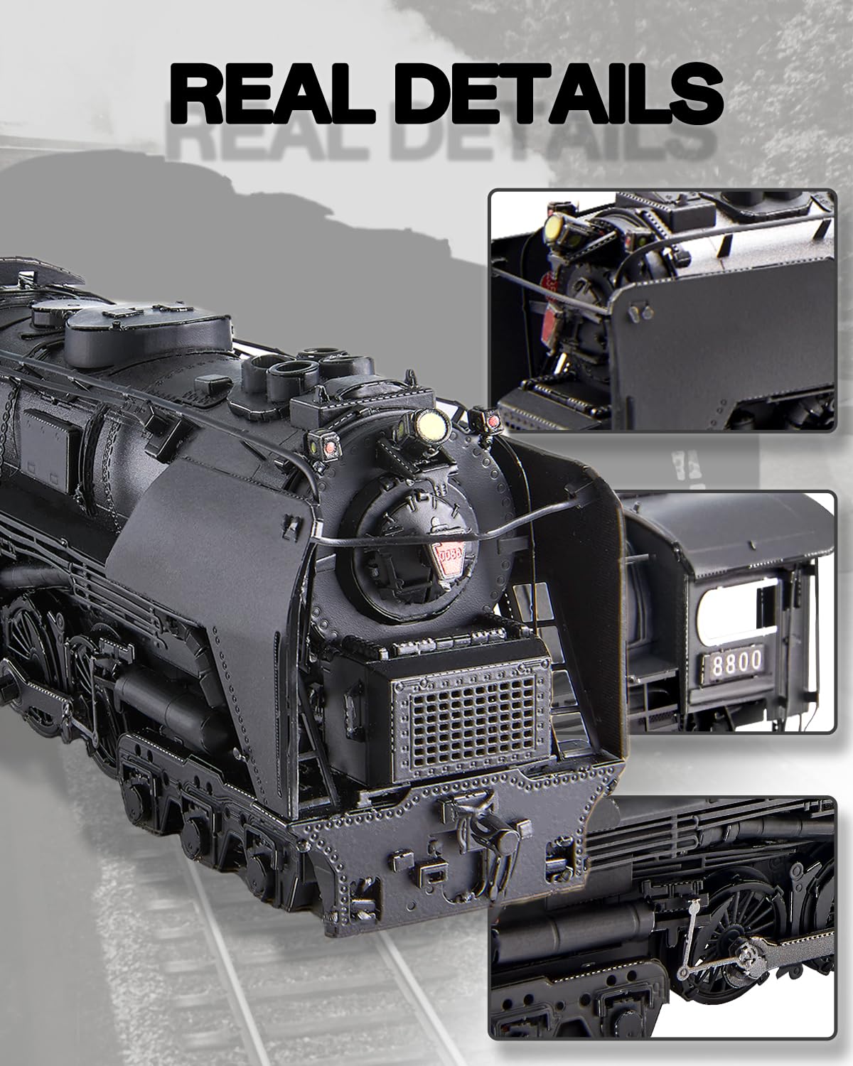 Piececool 3D Metal Puzzles for Adults, Class S-2 Locomotive Steam Train Model Building kit, Hobbies DIY Creative Gifts for Christmas Birthday Valentines Day