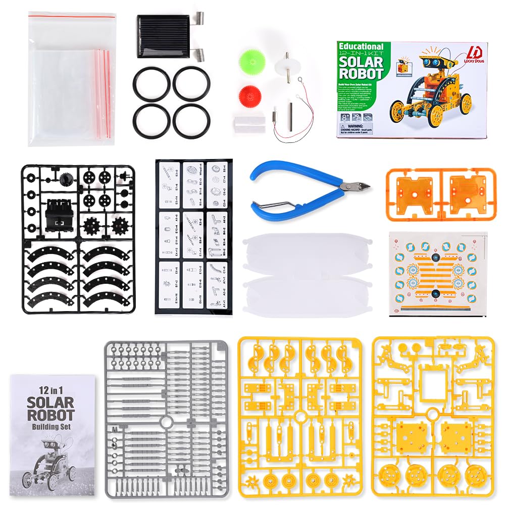 Lucky Doug 12-in-1 STEM Solar Robot Kit Toys Gifts for 8 9 10 11 12 13 Year Old Kids Boys Girls, Robot Building Education Science STEM Project Toys Kit Gifts for Kids Boys, Solar Powered by The Sun