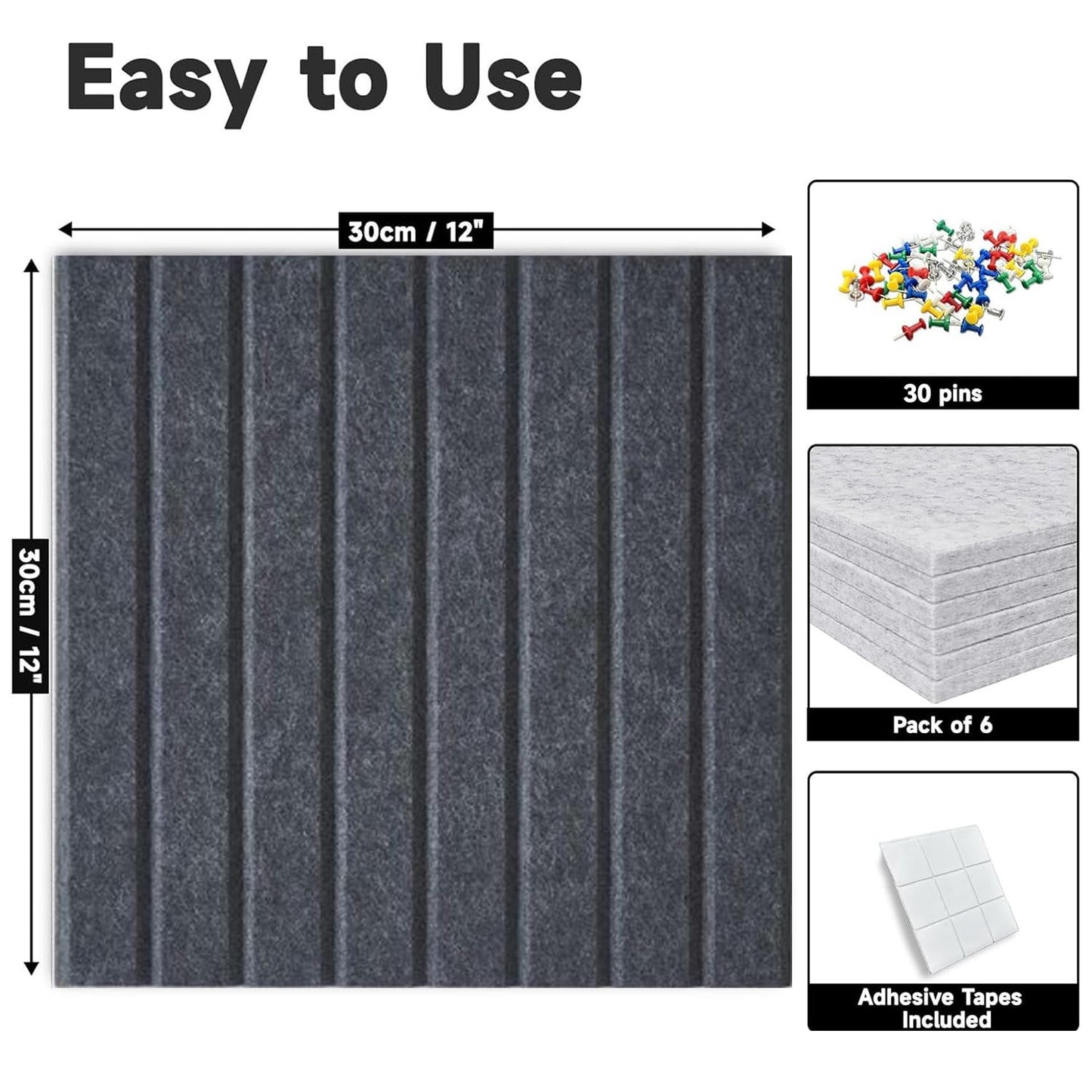 Yunihome Cork Board for Walls 36" x 24", 6 Pack Felt Bulletin Board Wall Tiles with 30 Push Pins for Home Kitchen School Office Wall DIY Decorative