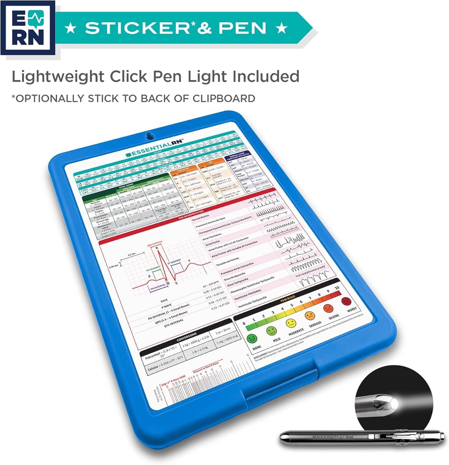 Essential RN Heavy Duty Nursing Clipboard with Storage Compartment, Penlight & Clinical Cheat Sheets – Nurse Clipboard Binder with Pen Holder - Perfect Nursing Accessories for Nursing Students