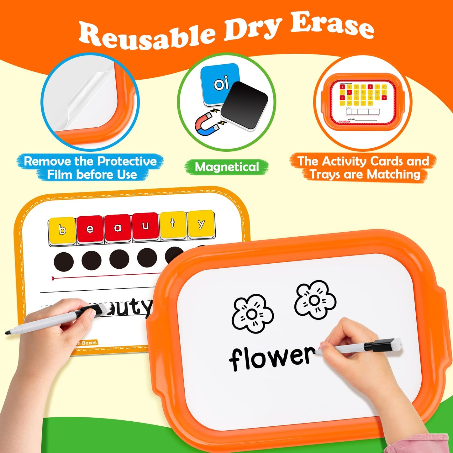 Phonics Magnetic Letter Tiles,6 Set Magnetic Letter Trays Word Work Study in Groups,Phonics Manipulatives Magnets for Kids Teaching Tiles,Phonemic Awareness,Science of Reading Classroom Must Haves