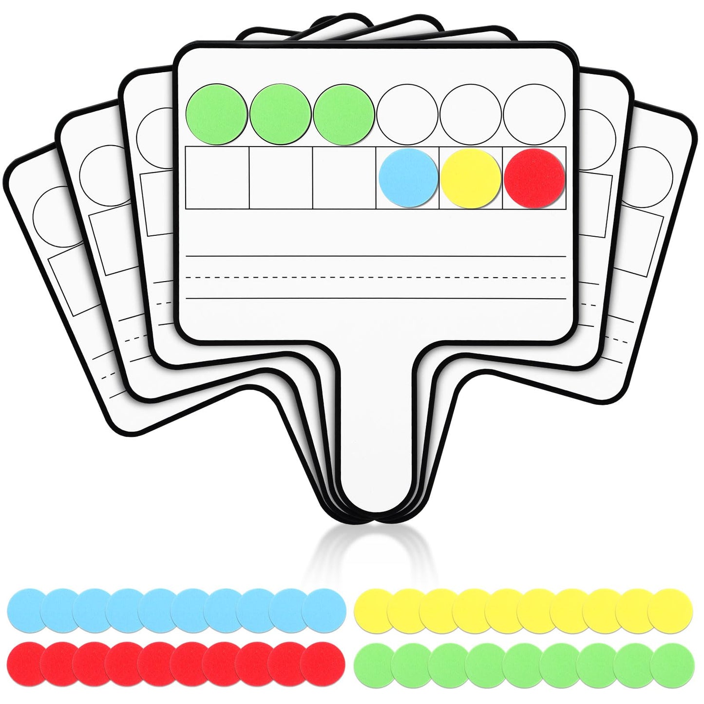 Seajan 6 Pcs Magnetic Dry Erase Boards 8.3" x 9.8" Double-Sided Handheld Answer Boards with Counting Discs Phonics & Literacy Game Toy for Kids Students Teacher & Classroom(Black)