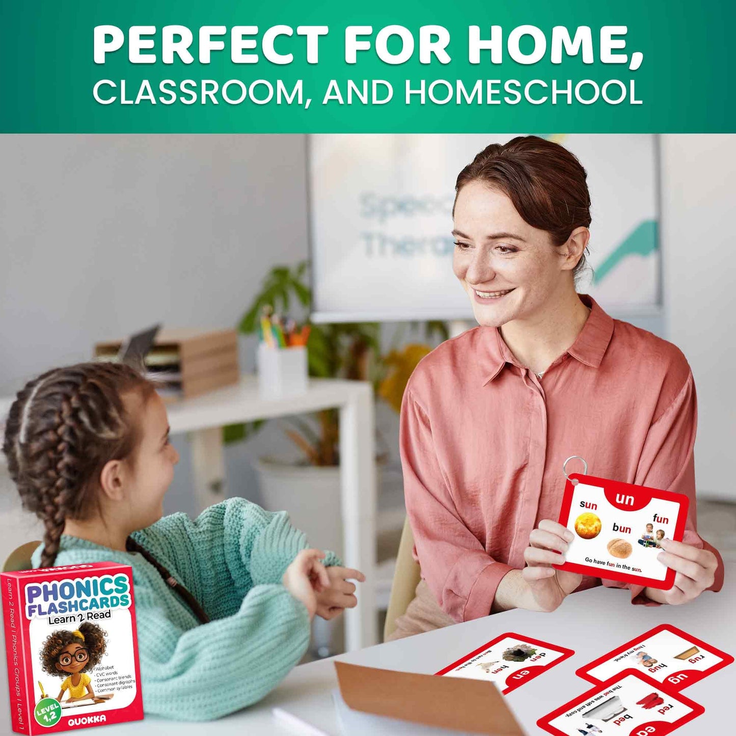 QUOKKA English Alphabet CVC Flash Cards – Learn to Read Set for Kids Ages 3-5 and 4-8 – Phonics Cards for Toddlers 2-4 Years and Kindergarten Learning – Reading Tools for Kids & Homeschool Essentials