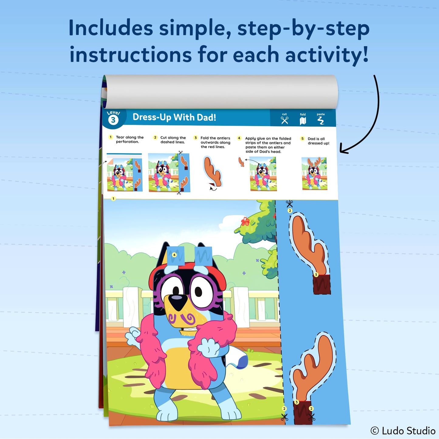 Skillmatics Bluey Scissor Skills Activity Book - Snip Snip, Preschool Cutting & Creative Activities, Felt Craft Kit, Fine Motor Skills Toys, Gifts for Boys & Girls Ages 3, 4, 5, 6, 7