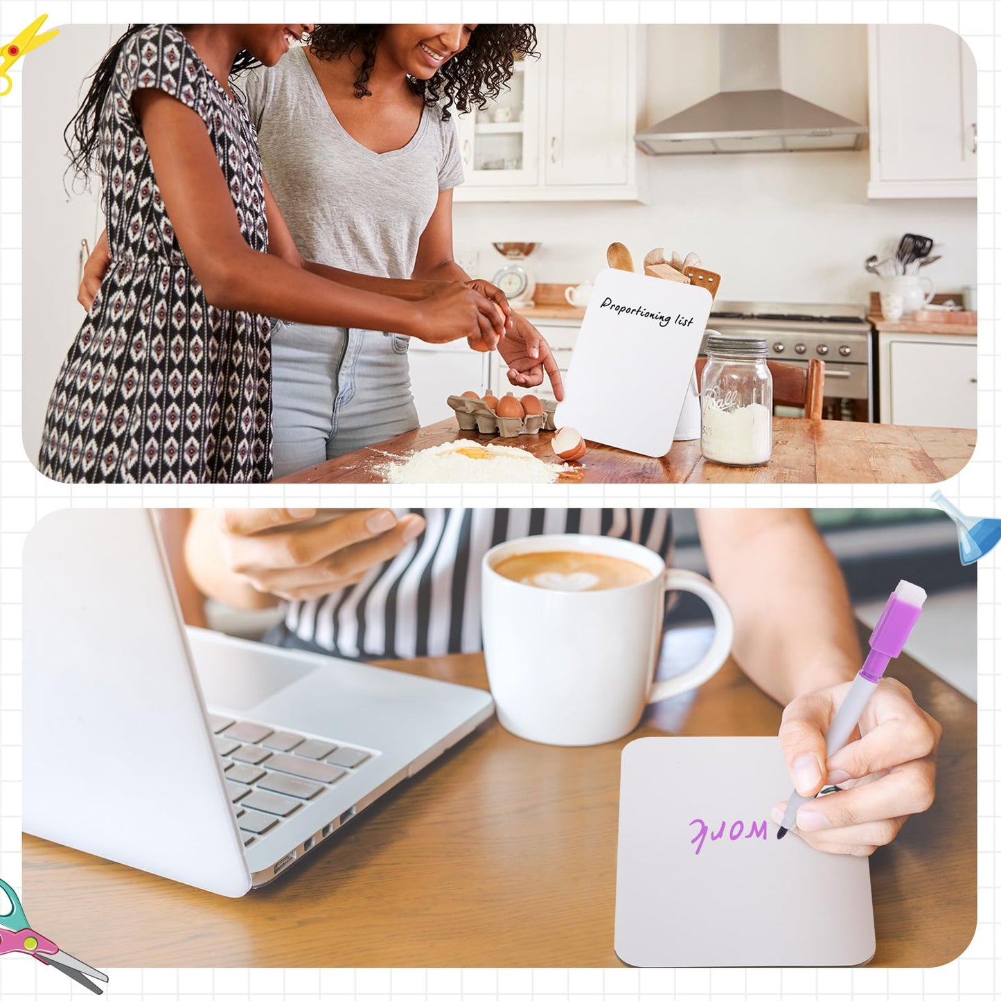 Affrolling 6 Sets Small Whiteboard Dry Erase Boards 5" x7'' Mini Double Sided Dry Erase Lap Boards with Markers Erasers Pen Holders Personal Whiteboards for Students Classroom Teacher