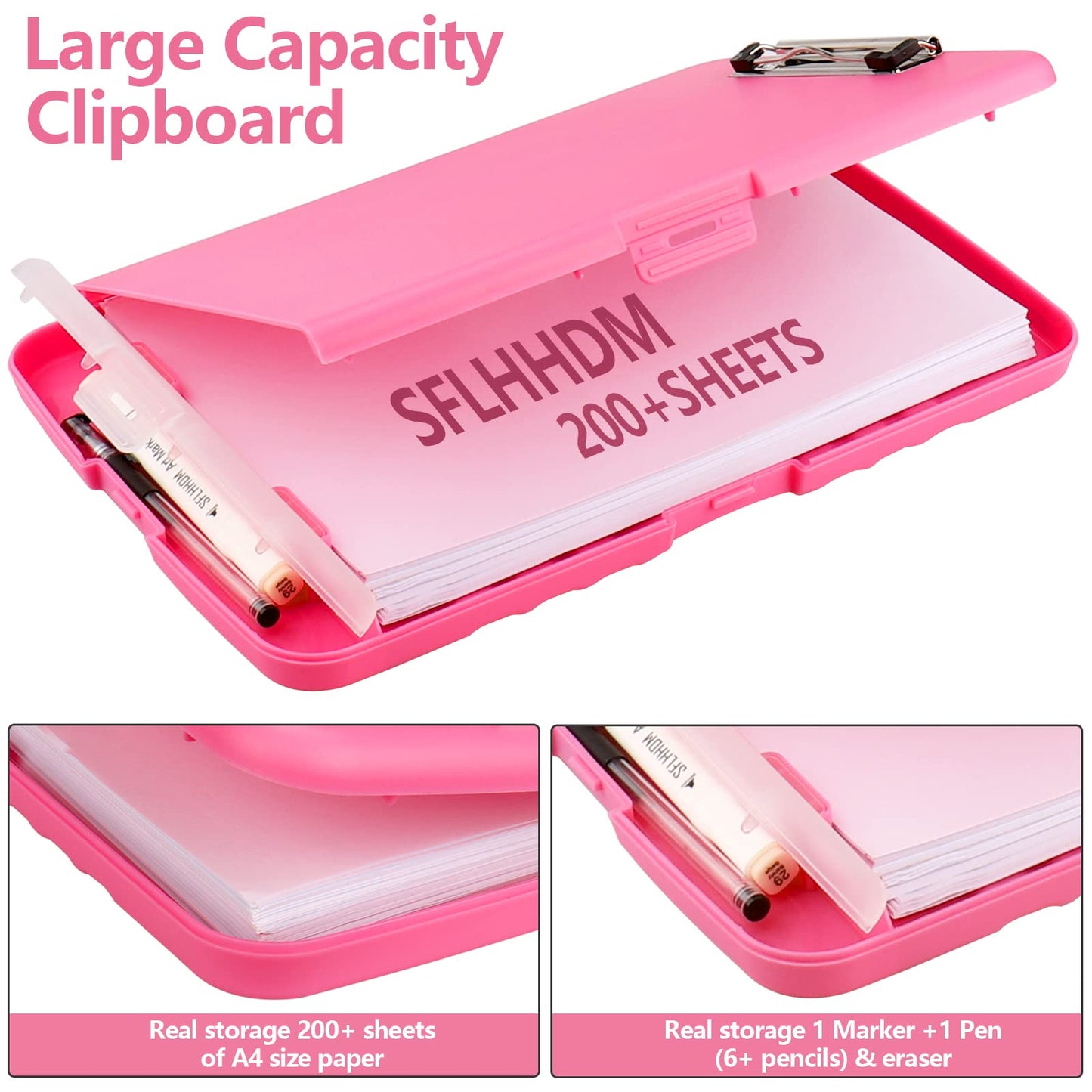 SFLHHDM Plastic Clipboard with Storage, High Capacity Clip Boards 8.5x11 with Storage, Heavy Duty Nursing Clipboard Folder, Clipboards Cute, Letter A4 Size Clipboards with Storage for Teachers, Nurse