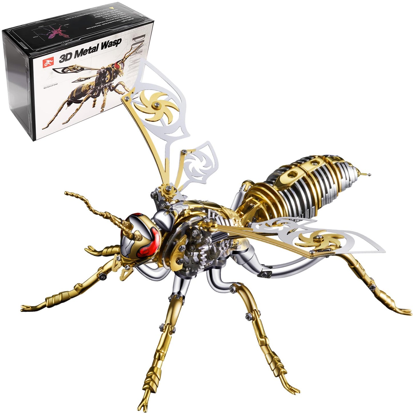 3D Metal Wasp Puzzles for Adults Model Kits Mechanical Puzzle Building Blocks, Difficult DIY Assembly for Men (Metal Wasp-Silver Golden)