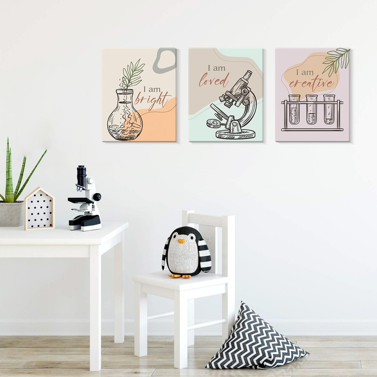 CHDITB Chemical Science Art Print For Classroom, Boho Funny Chemistry Motivational Poster Set Of 6(8x10inch) Middle School Science Explore Canvas Framed Wall Art For Laboratory Lab Library Decor