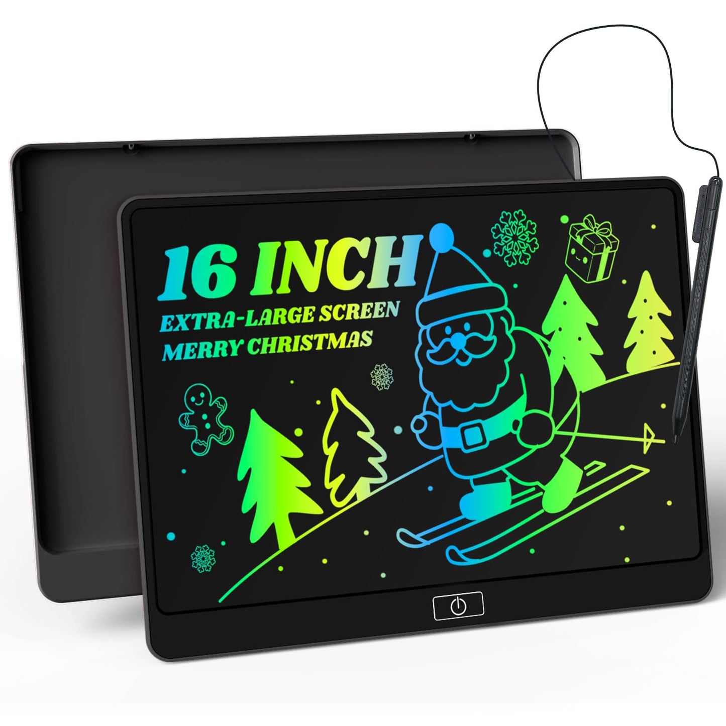 LCD Writing Tablet,16 Inch Colorful Screen Doodle Board Toddler Educational Toys for 3 4 5 6 Years Old Boys Girls Reusable Portable Drawing Tablet Christmas Toys Gifts for Kids (Black)