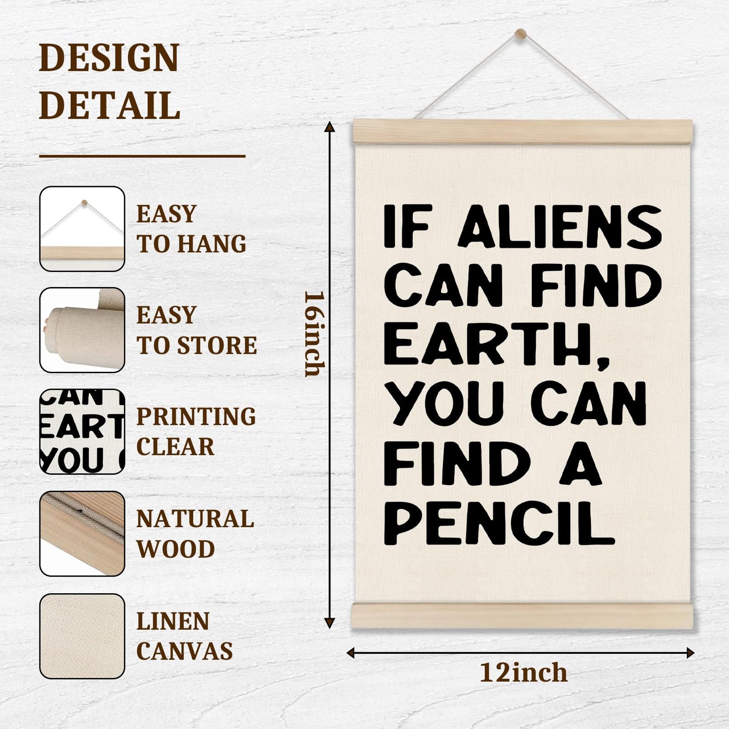 DOI-LANEE Funny School Classroom Posters Hanger Frame, Math Classroom Must Haves Canvas Wall Decor 16x12 Inch, Homeschool Decor, High School Gifts for English Teachers Students Teen Boys Girls