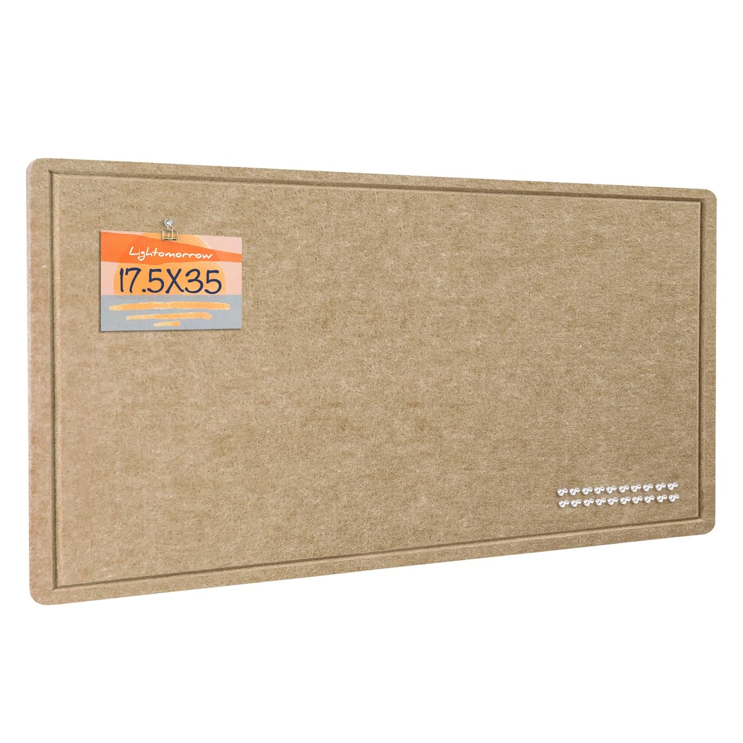 Lightomorrow Bulletin Board, 35 x 17 1/2 inches Felt Board - Decorative Pin Board, Cork Board Alternative for Wall, Foldable Self-Adhesive Vision Board Prayer Board with 20 Pushpins-Desert Brown