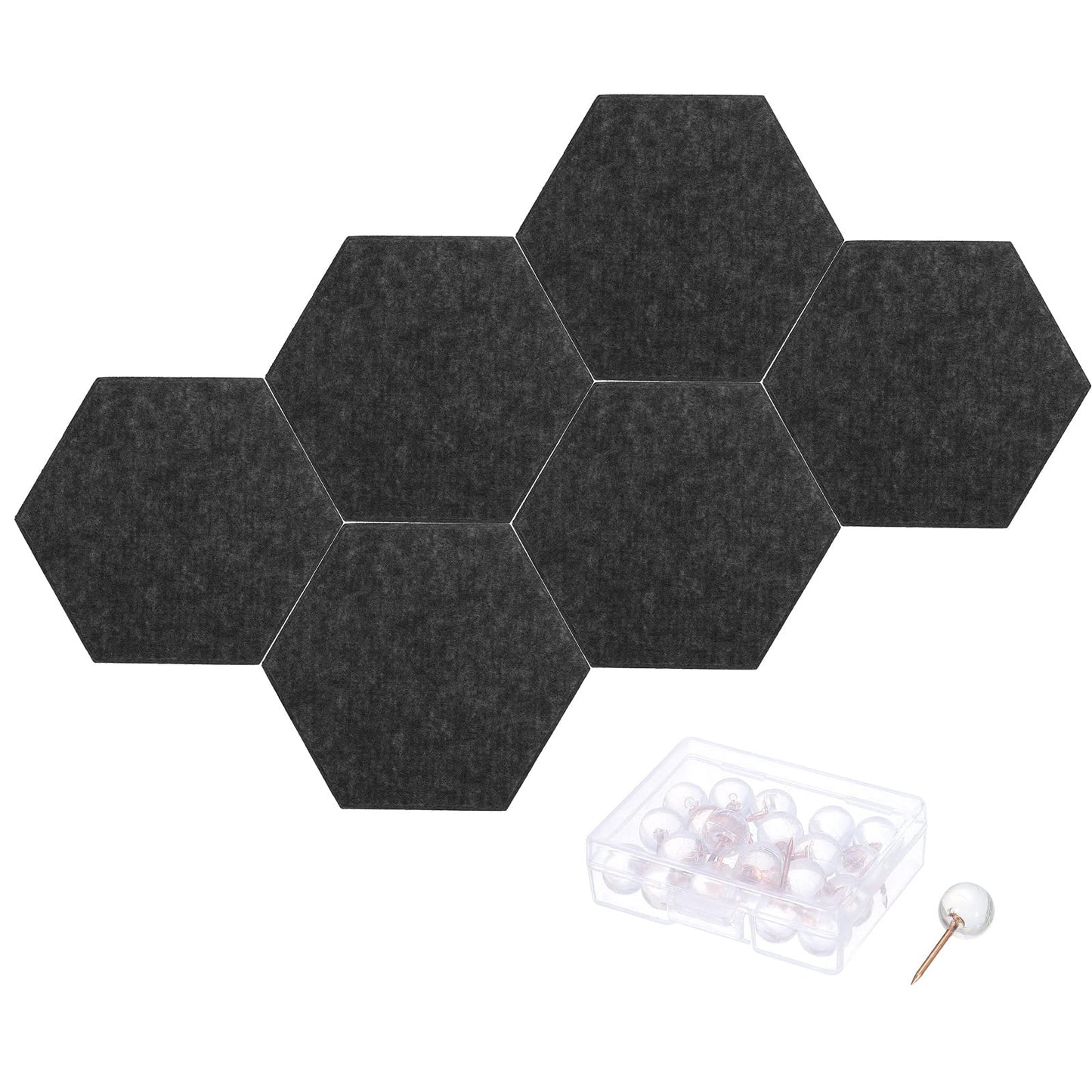 PATIKIL Felt Bulletin Board, 12"x10", 6 Packs Self Adhesive Hexagon Felt Tiles for Sound Proofing Wall Panels for Home Office Recording Studio,Game Room, Black