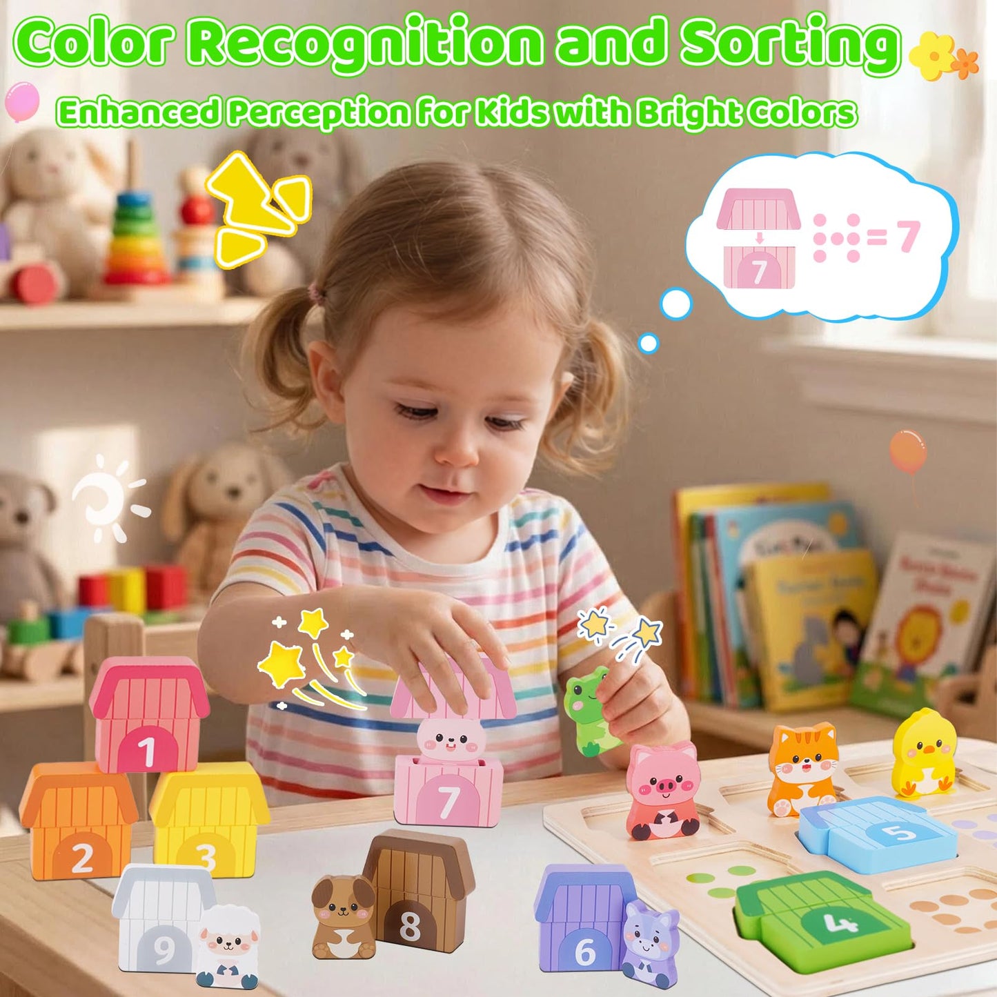 Montessori Wooden Farm Animals Toys for 1 2 3 Year Old Toddlers - Counting, Matching & Sorting Fine Motor Games, 1st Birthday Gifts for 1-2 Years, Learning Toys for Baby Boys Girls Age 12-18 Months