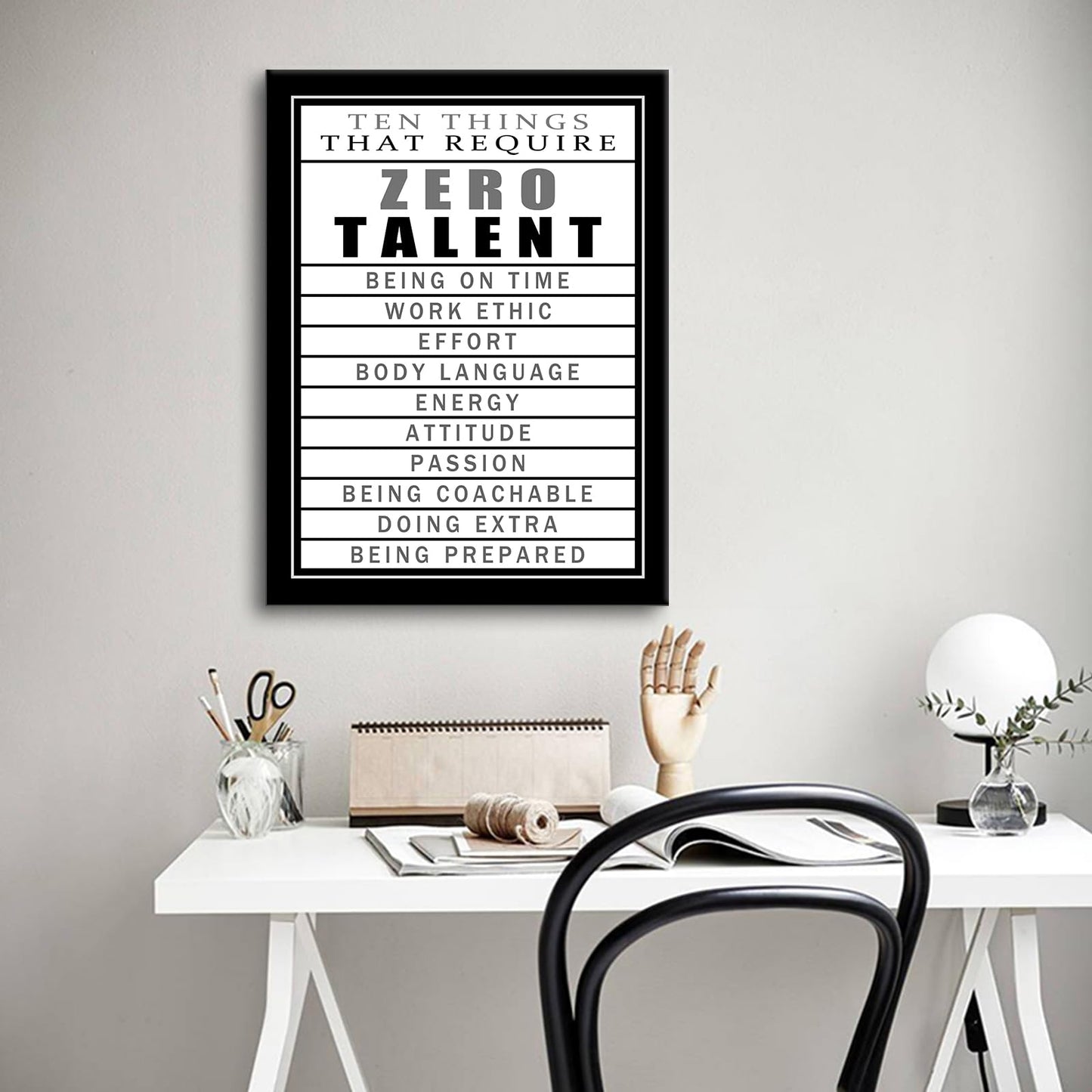 Motivational Canvas Wall Art Zero Talent Inspirational Poster Print Positive Quotes Pictures Painting Artwork for Home Office Bedroom Living Room Wall Decor Ready to Hang [18''Wx24''H]