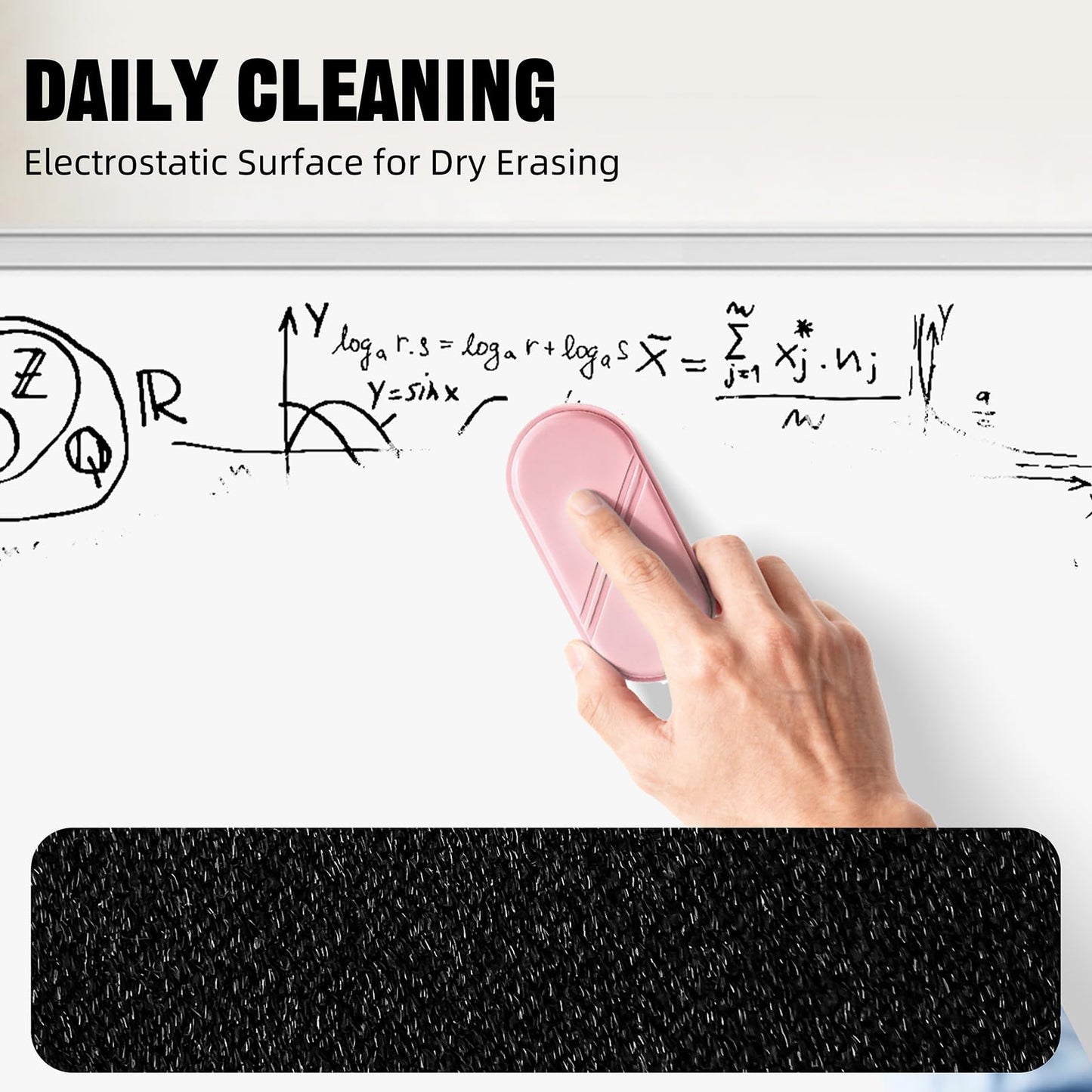 FUNISKETCH Magnetic Detachable Dry Erase Eraser, Glass Board Erasers, 1 Pack, Whiteboard Eraser for Dry Erase Board, Glass Board, Calendar Board, Office and School Supplies (Pink)