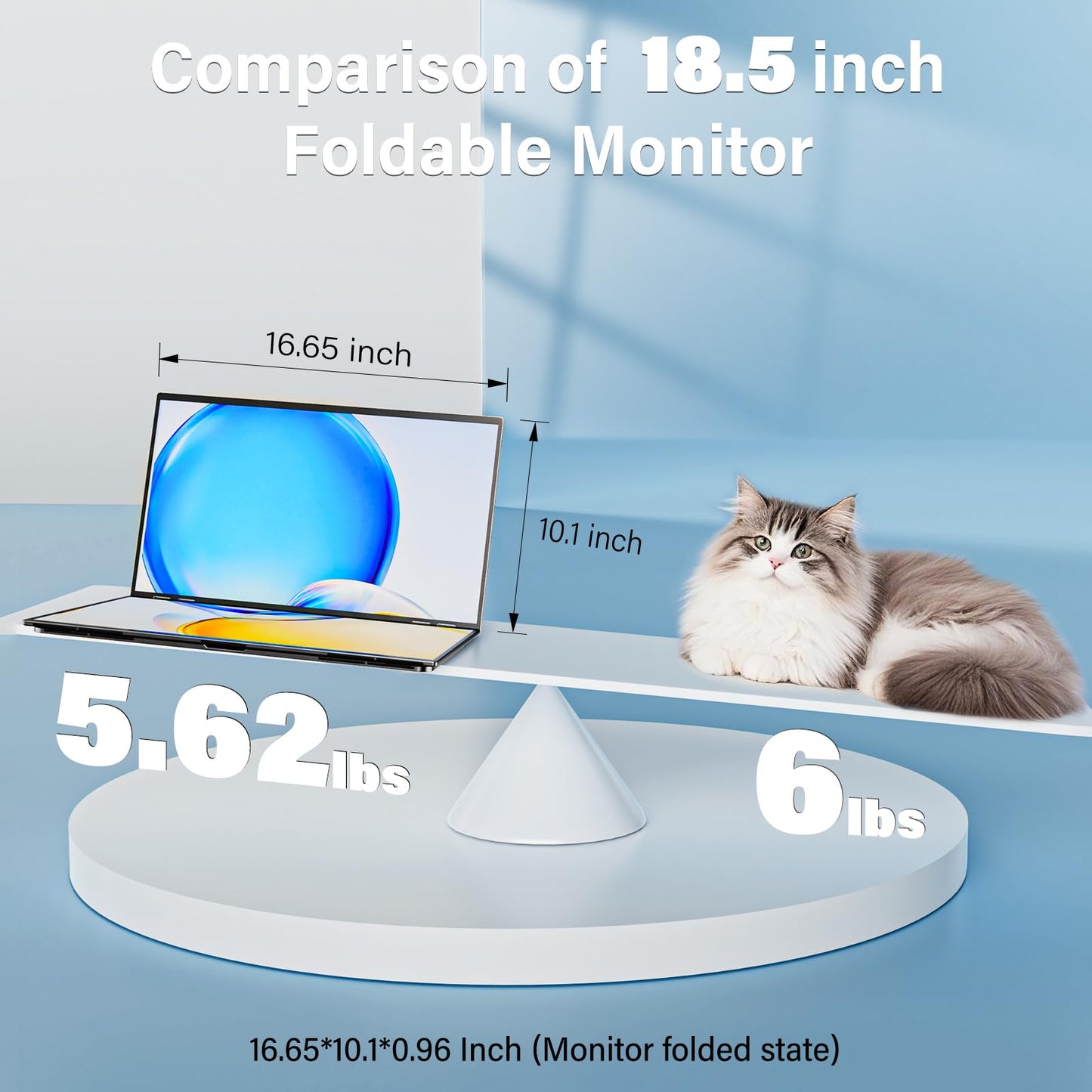 InnoView 18.5" 100Hz Dual Portable Monitor Built-in Speakers 115% sRGB 315°Adjustable Dual Stacked Folding Monitor (Wins/Mac) 1080P Laptop Screen Extender for Laptop(No Driver Needed)