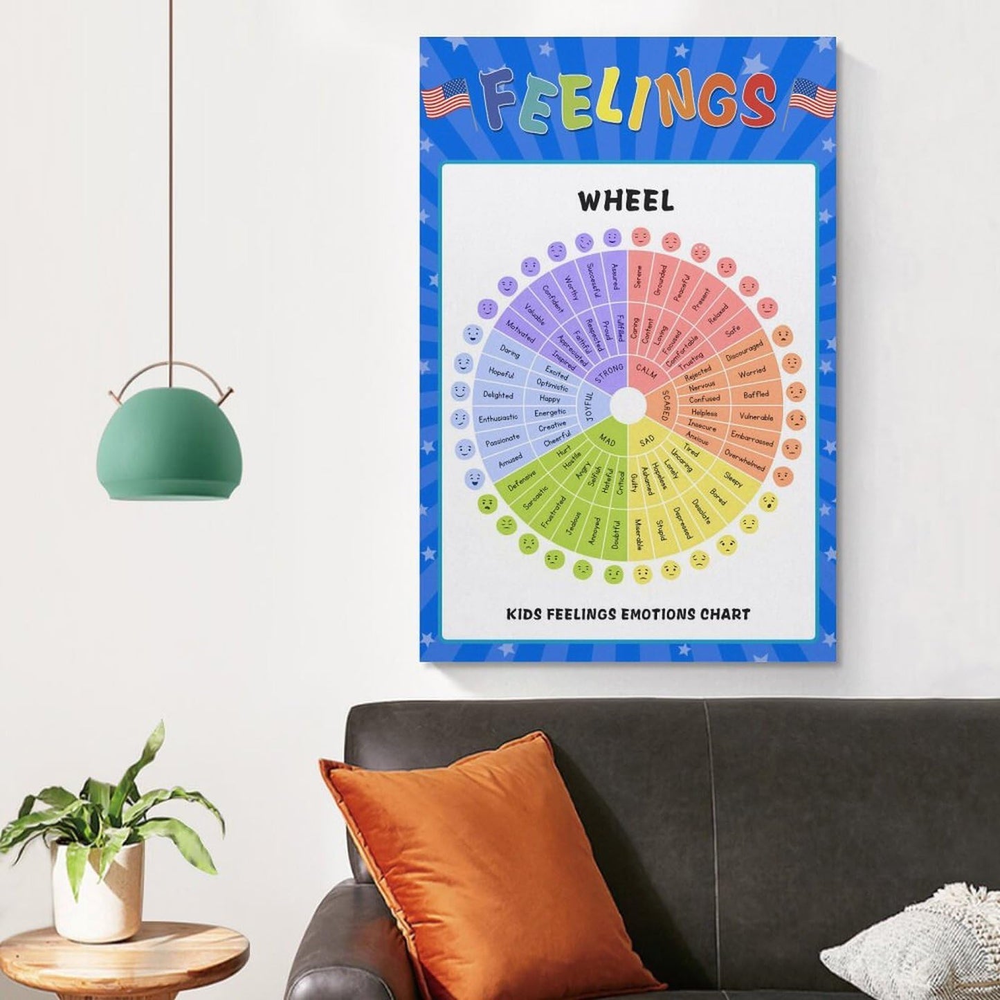 LINWDSB Feelings Wheel Poster Wall Art Decor, Mental Health Poster, Therapy Office Decor, Counseling Office Must Haves, School Counselor Supplies, Calm Down Corner Unframe style-4 12x18inch(30x45cm)