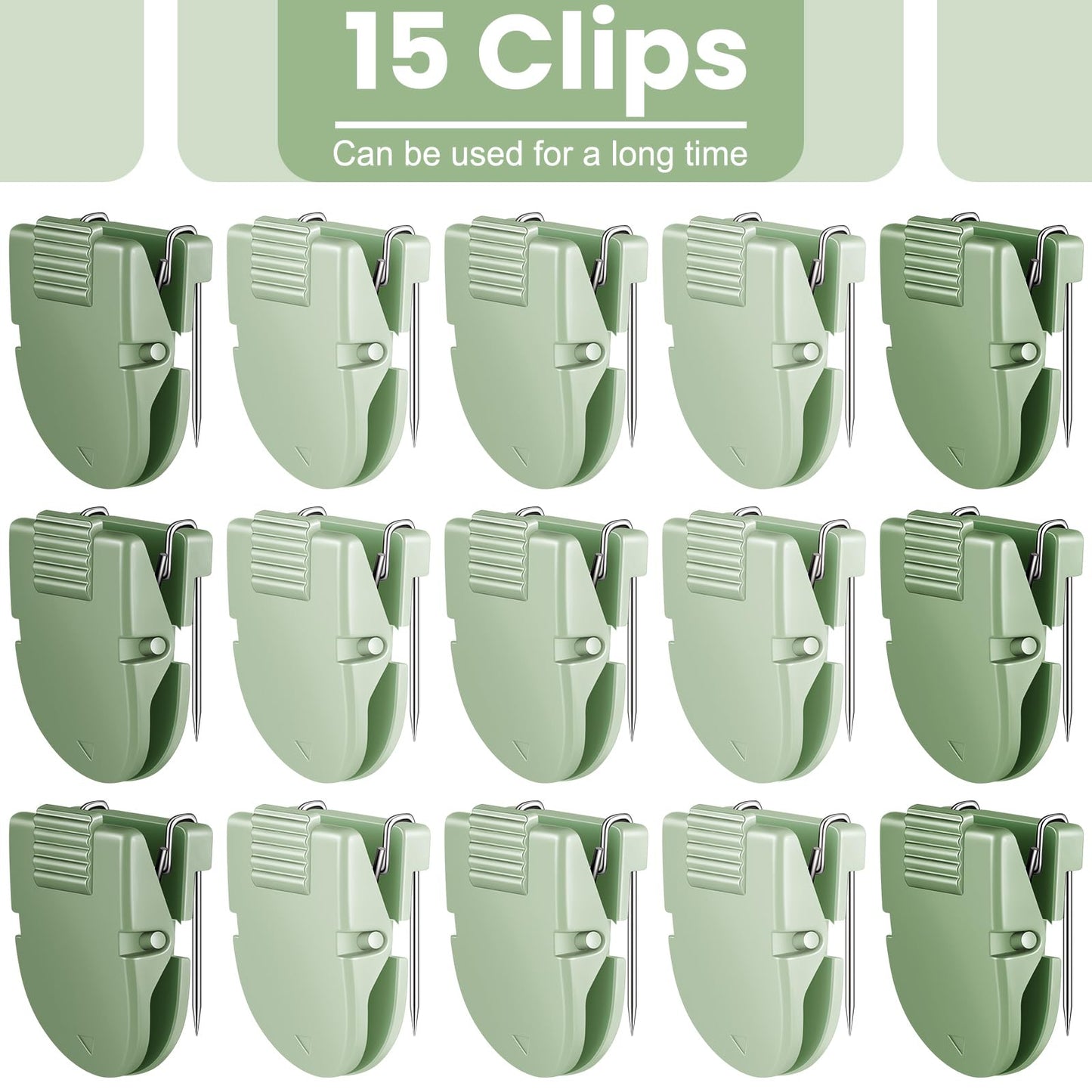 Feifeiya 15 Pcs Cubicle Clips Fabric Panel Cubicle Accessories Fabric Partition Panel Wall Clip Office Photos Wall for Notes Memos Standard Size, 40-Sheet Capacity (Sage Green)