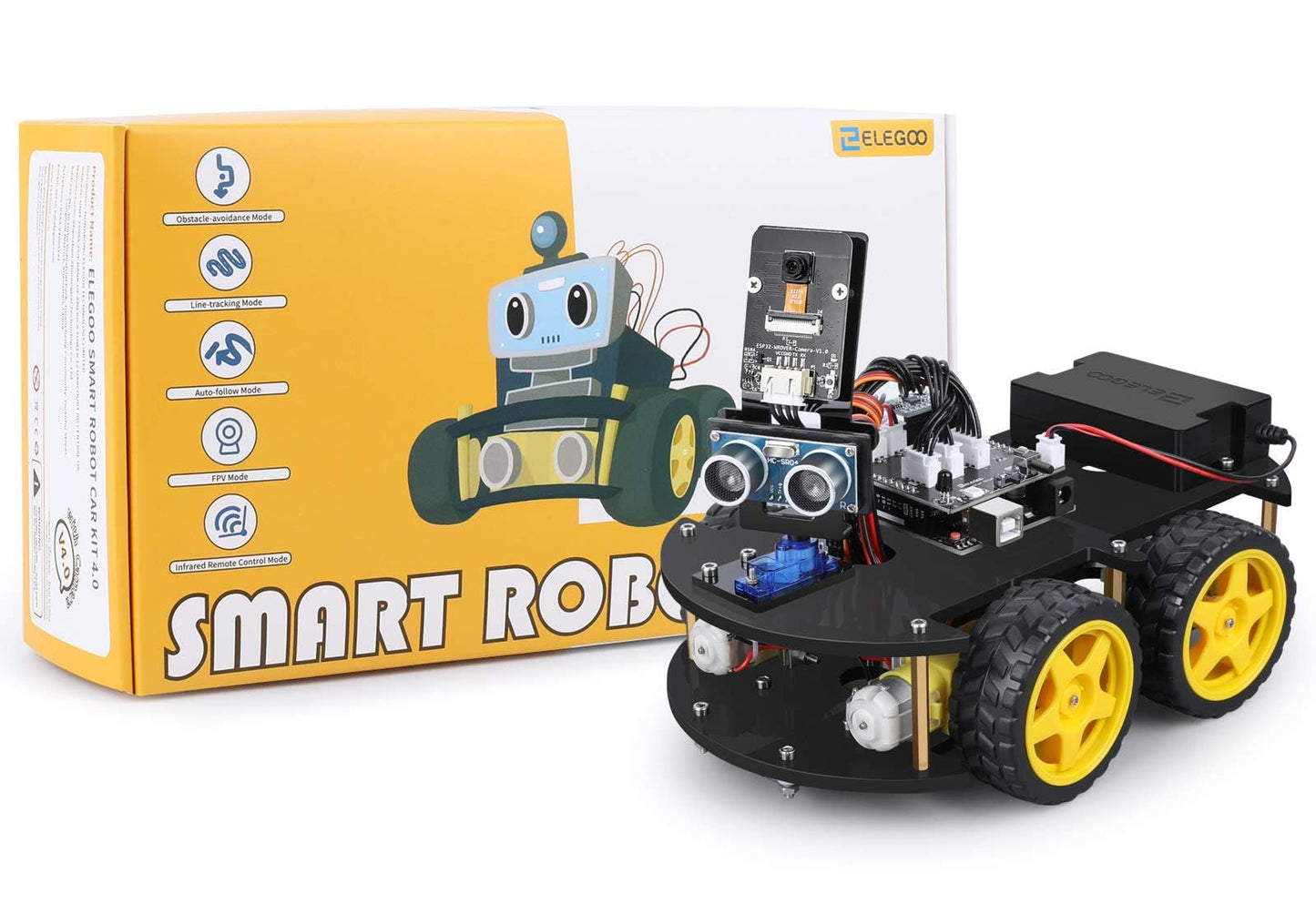 ELEGOO UNO R3 Smart Robot Car Kit V4 for Arduino Robotics for Kids Ages 8-12 12-16 STEM Science Kits Coding Gifts for 8 9 10 11 12 13 14 15 16 Year Old Boys Girls Teens Cool Engineering Building Toys