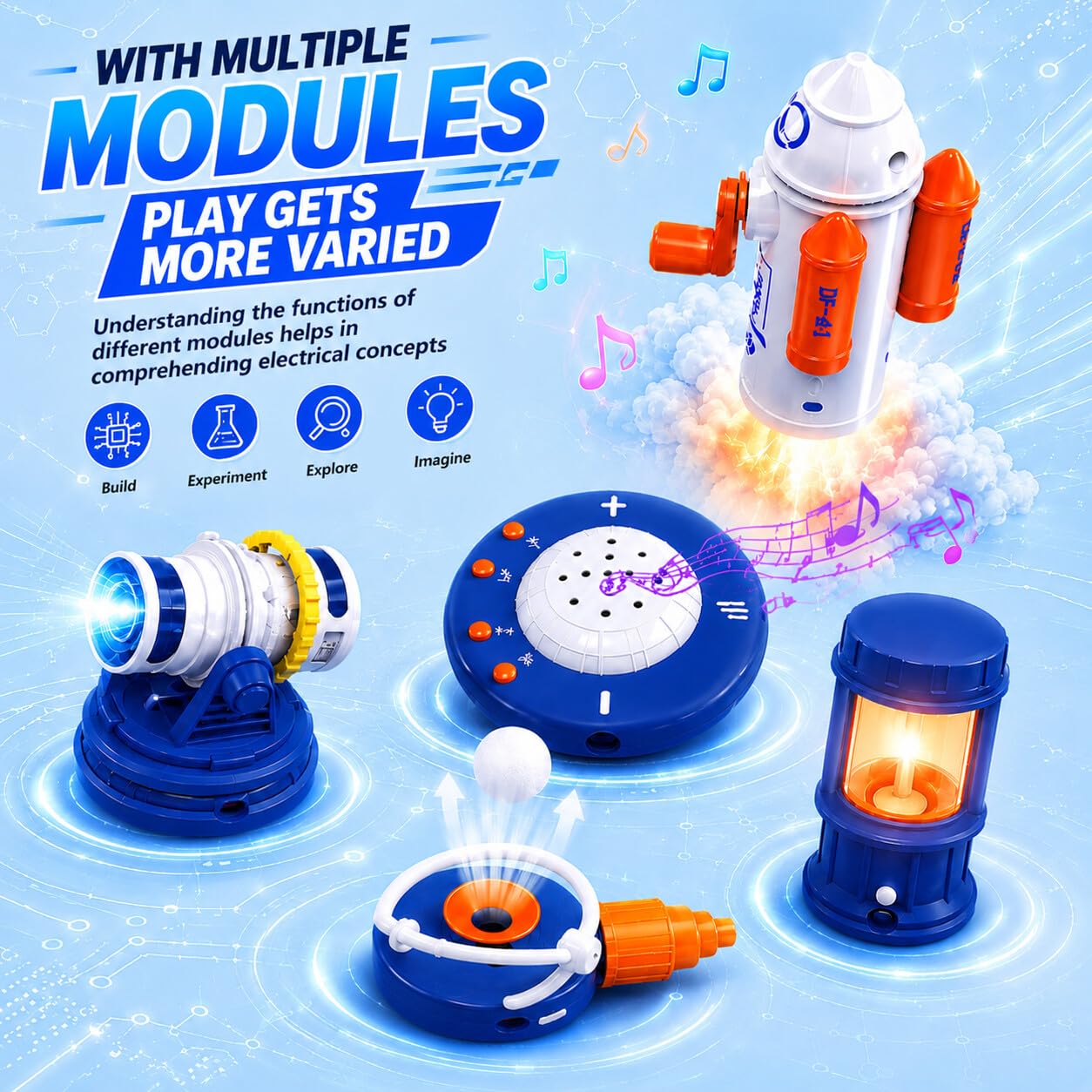 STEM Circuit Kit for Kids Ages 6+, 66PCS Electronics Exploration Kit with 1200+ Creative Projects for Home & School Learning, Educational Physics Science Toy Gift for Boys Girls