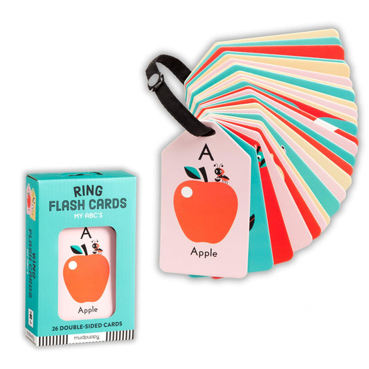 Mudpuppy My ABC's — Ring Flashcards 26 Durable Double Sided Alphabet Cards And Reclosable Ring With Colorful Art For Kids Ages 1+ Perfect For Preschool Or Travel For Teachers And Parents