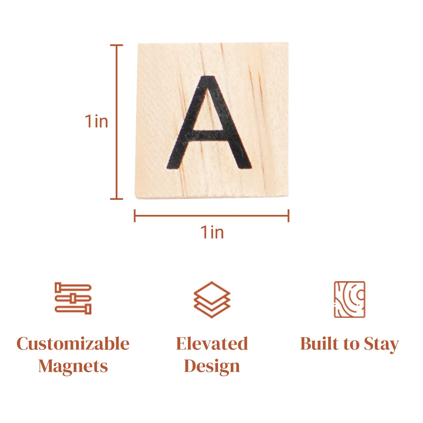 Stiles 100 Piece Magnetic Wooden Letter Tiles - Alphabet Magnets for Whiteboards, Refrigerators & Magnetic Letter Boards - Changeable Letters for Craft & Announcements, Natural
