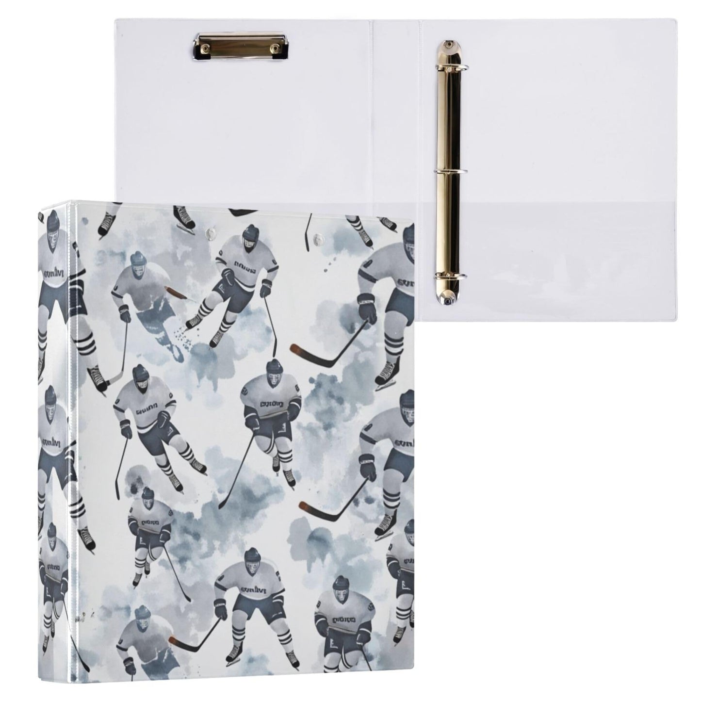 Ice Hockey Black Round Ring Binders 1.5 Inch Bandy Ball Sports 3 Ring Clipboard Binder for Office School Work Supplies File Folder 200 Sheet Capacity