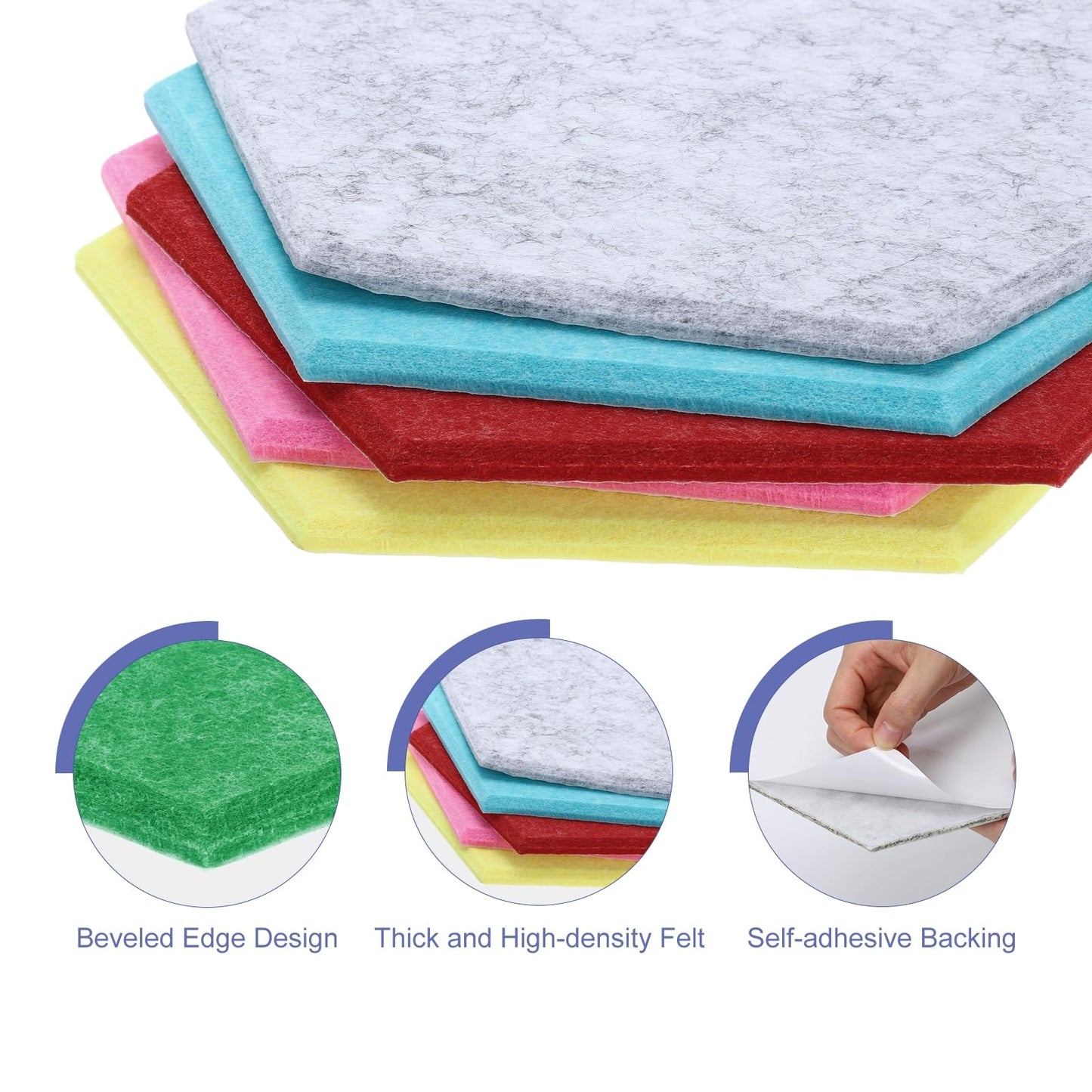 PATIKIL Felt Bulletin Board, 12"x10", 6 Packs Self Adhesive Hexagon Felt Tiles for Sound Proofing Wall Panels for Home Office Recording Studio,Game Room, Emerald Green