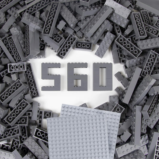 Cabeeskii 560 Pieces Dark Grey Classic Building Blocks Bulk with 2 Base Plates, Building Bricks in 7 Size, Compatible with All Major Bricks, for Kids & MOC Lovers