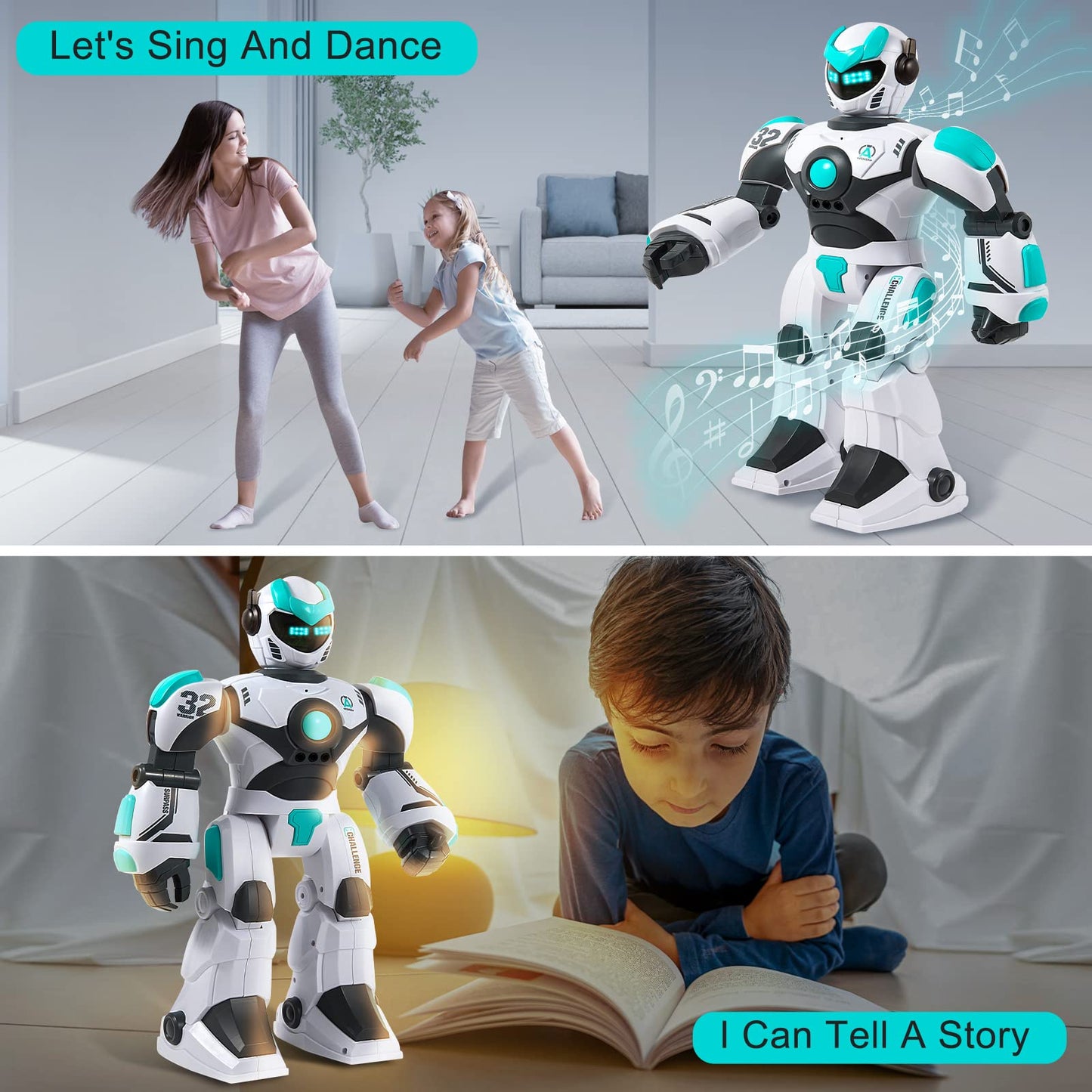HPROMOT RC Robot Toy for Kids Remote Control Robot Toy, Smart Gesture Sensing Rechargeable & Programmable Robot Walking Dancing Singing Chirstmas Gift for 3-15 Years Old Boys Girls