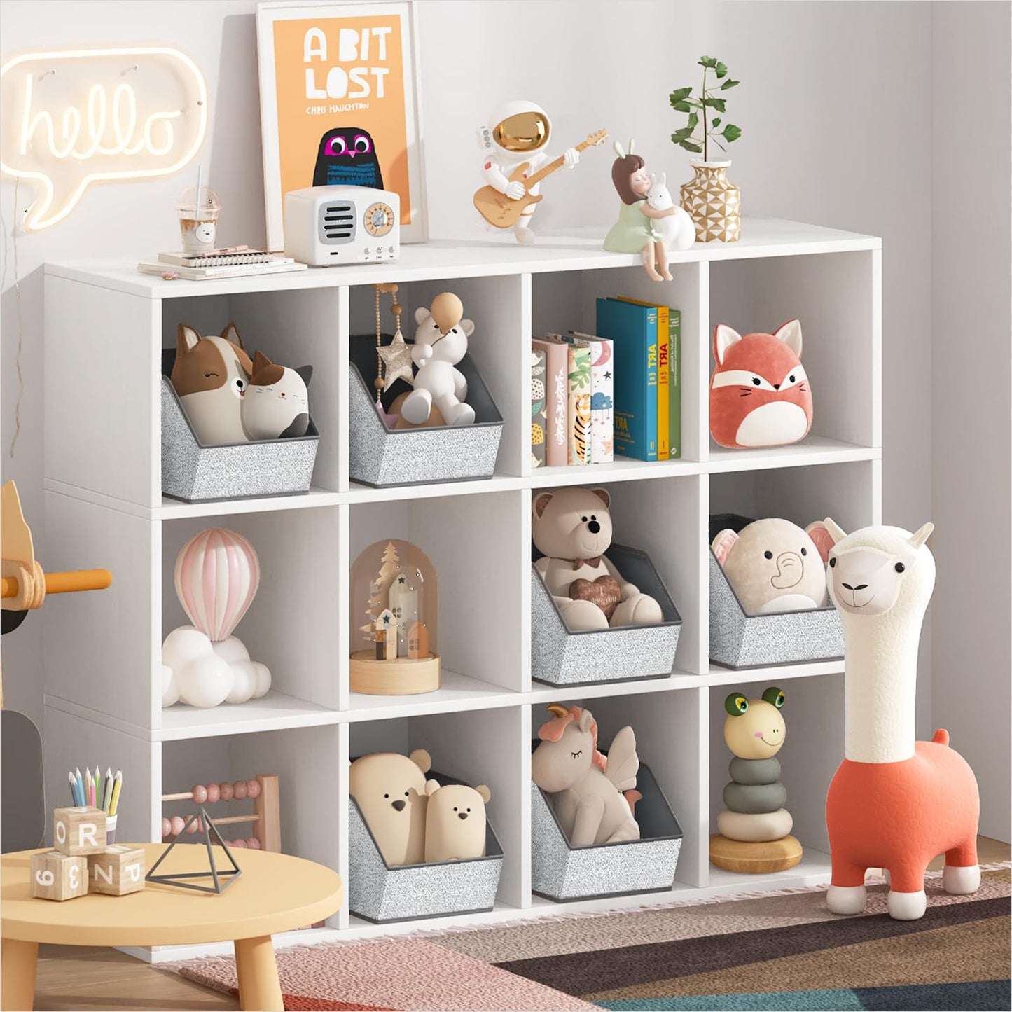 Homsorout Large Closet Storage Cubes - Closet Storage Bins with Dual Handles for Clothes, Towels, Toys, Shelf Organizer Bins for Bedroom, Nursery, Shelves, Small Spaces, Ant Light Gray, 4 Pack